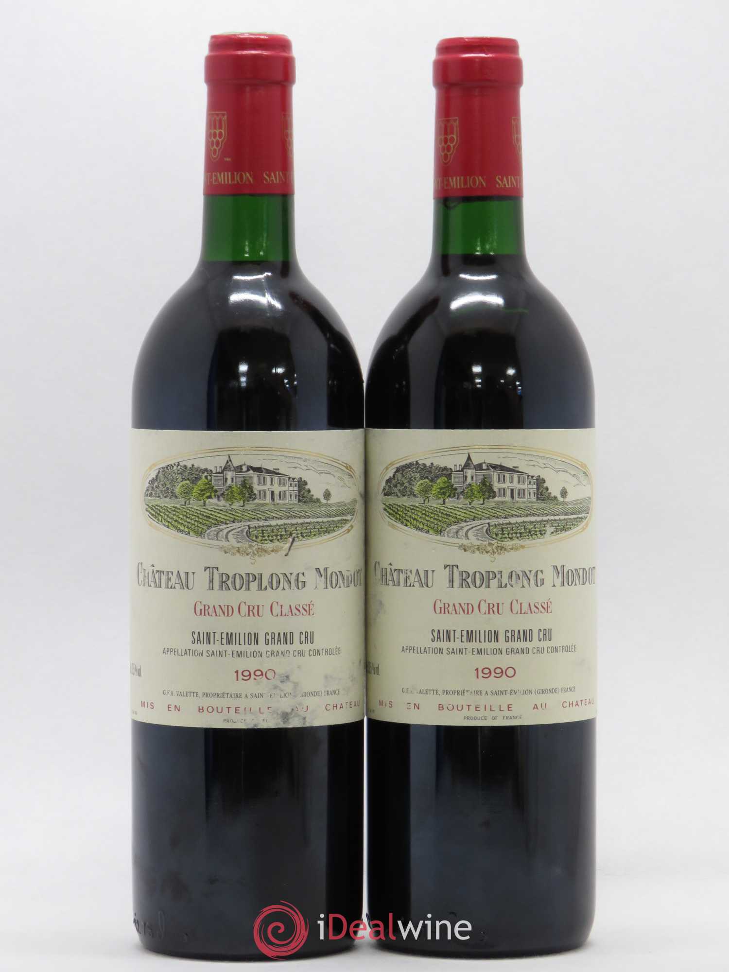Château Troplong Mondot 1er Grand Cru Classé B 1990 - Lot de 2 bouteilles - 0