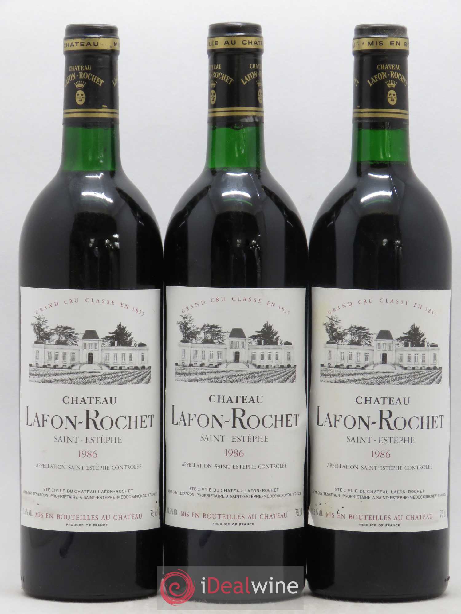 Château Lafon Rochet 4ème Grand Cru Classé 1986 - Lot de 3 bouteilles - 0