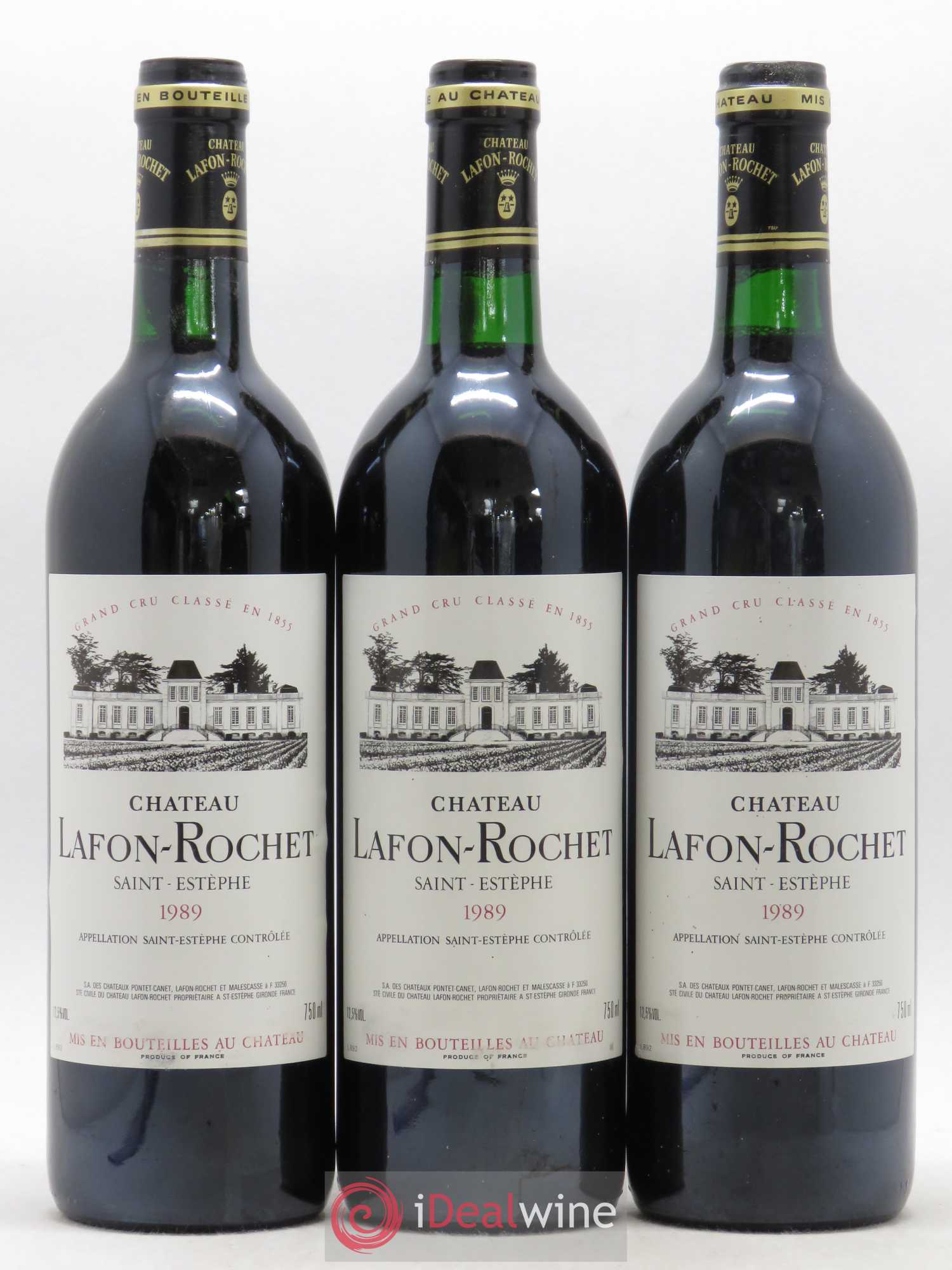 Château Lafon Rochet 4ème Grand Cru Classé 1989 - Lot de 3 bouteilles - 0