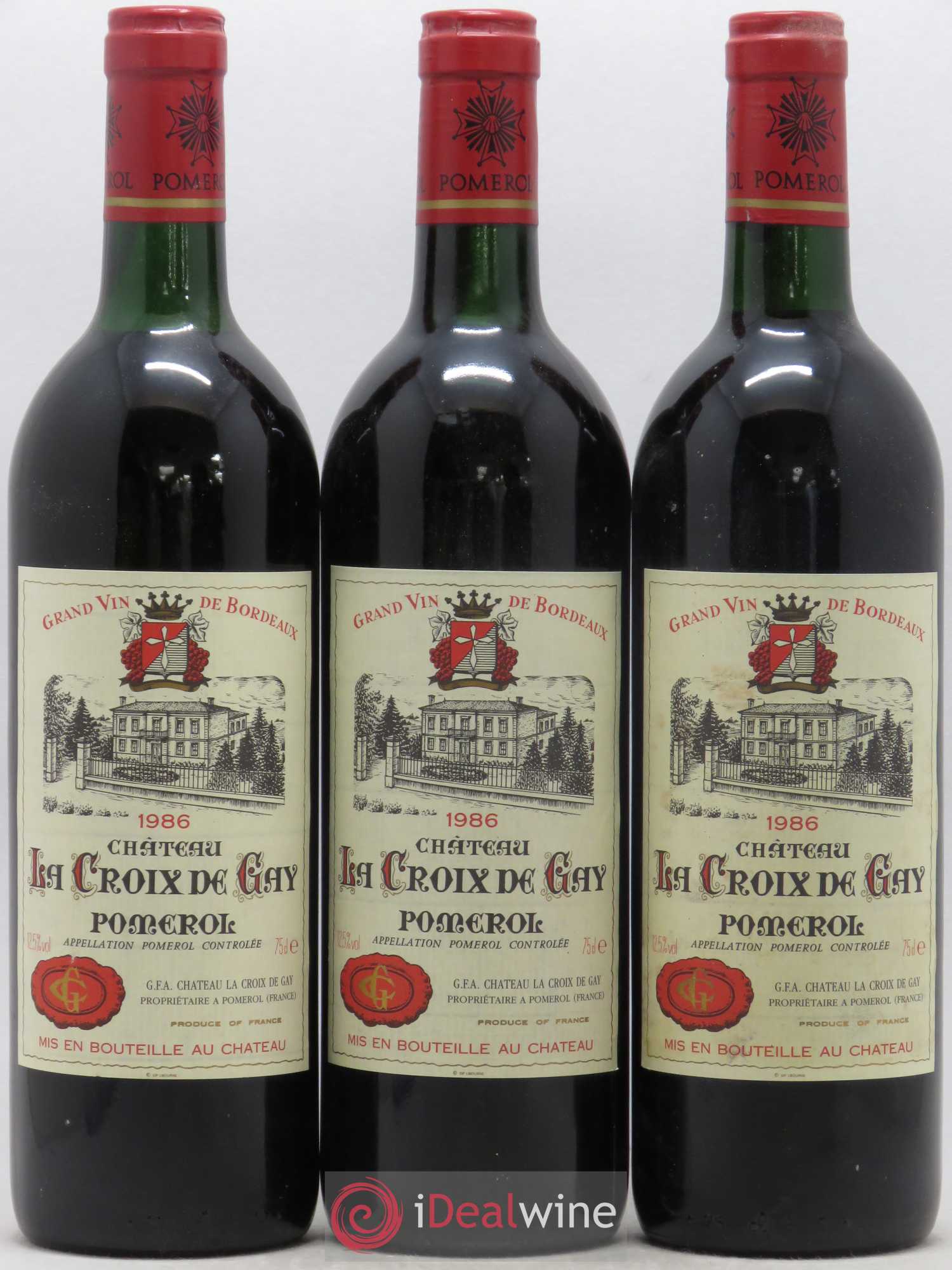 Château la Croix de Gay 1986 - Lot de 3 bouteilles - 0