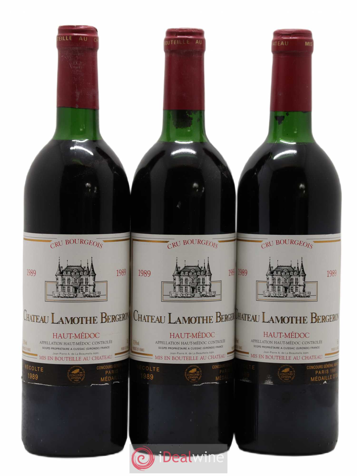 Château Lamothe Bergeron Cru Bourgeois 1989 - Lot de 3 bouteilles - 0