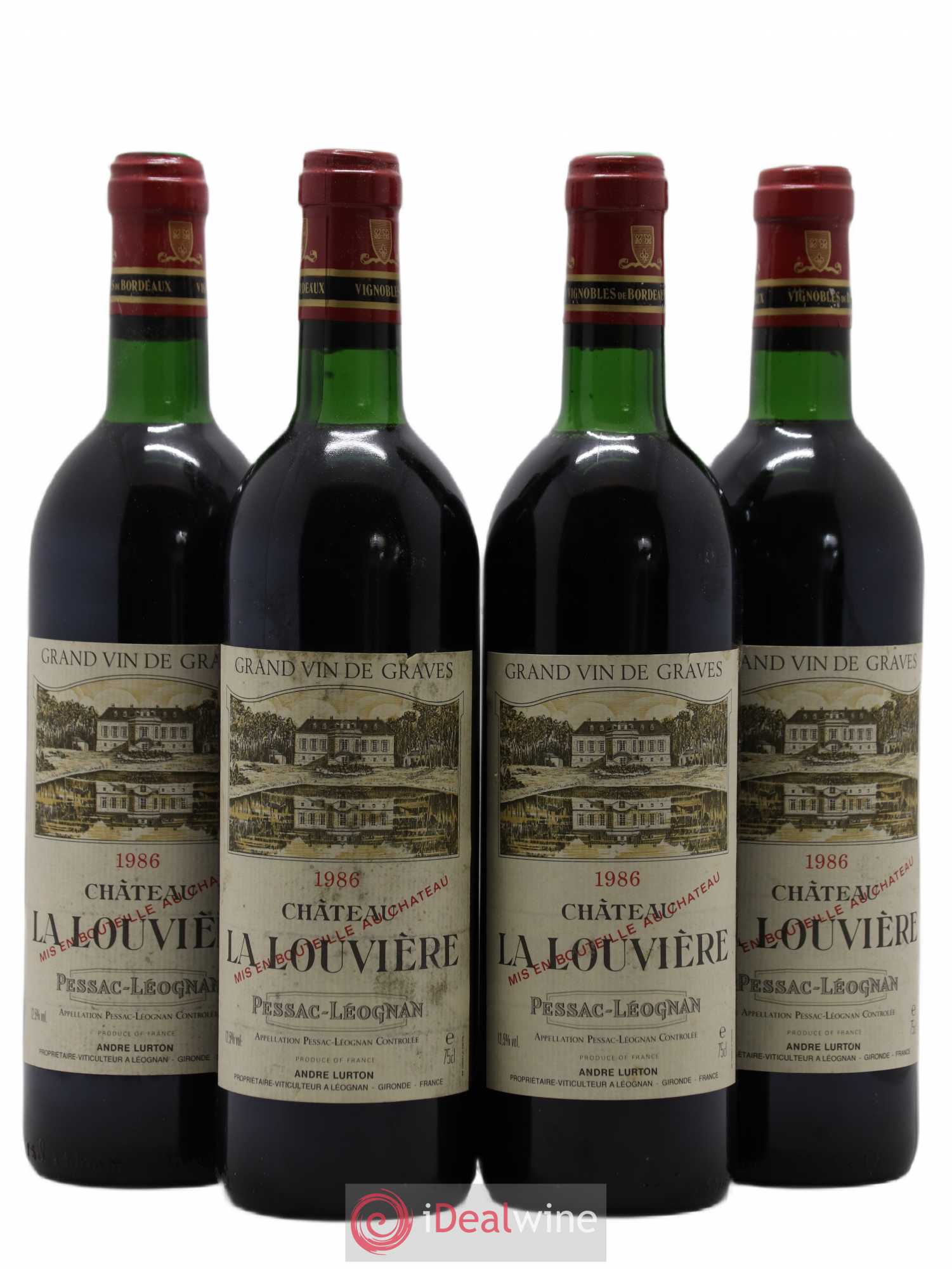 Château la Louvière 1986 - Lot de 4 bouteilles - 0