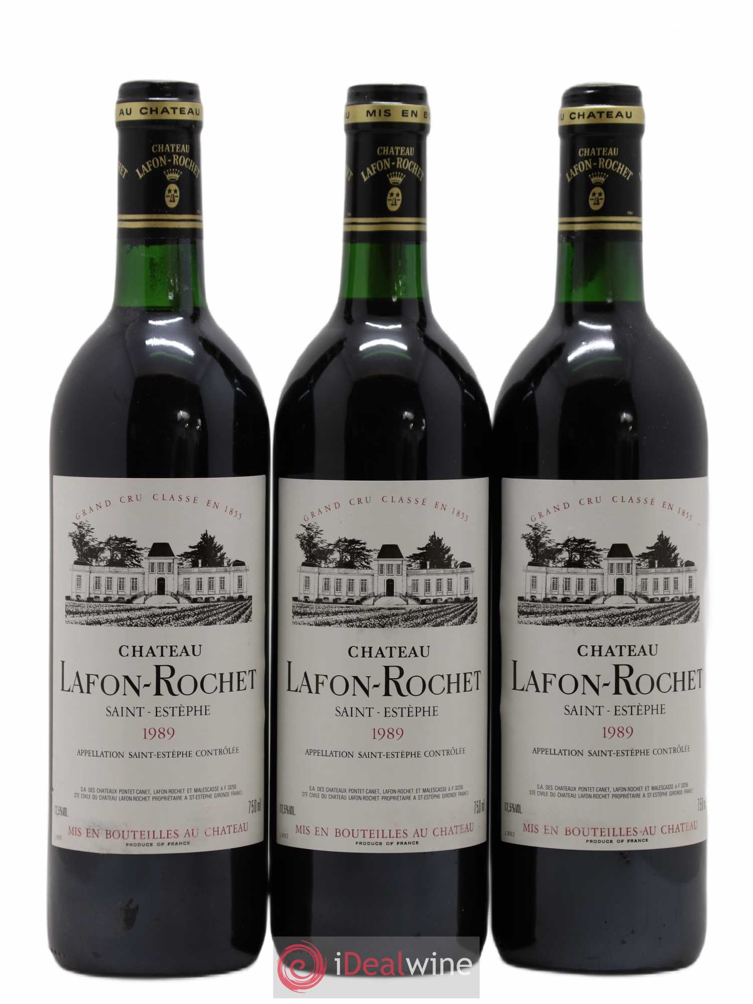 Château Lafon Rochet 4ème Grand Cru Classé 1989 - Lot de 3 bouteilles - 0