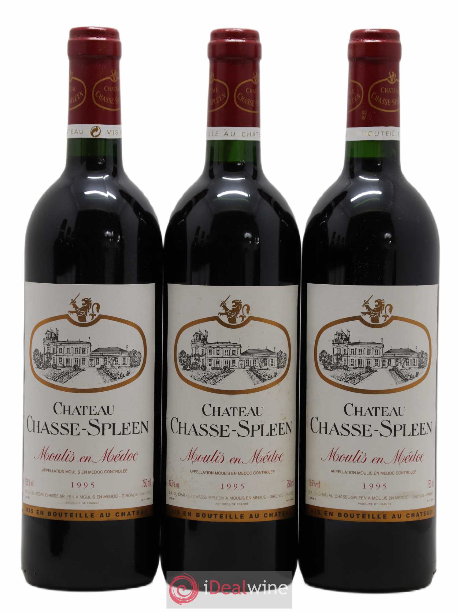 Château Chasse Spleen 1995 - Lot de 3 bouteilles - 0