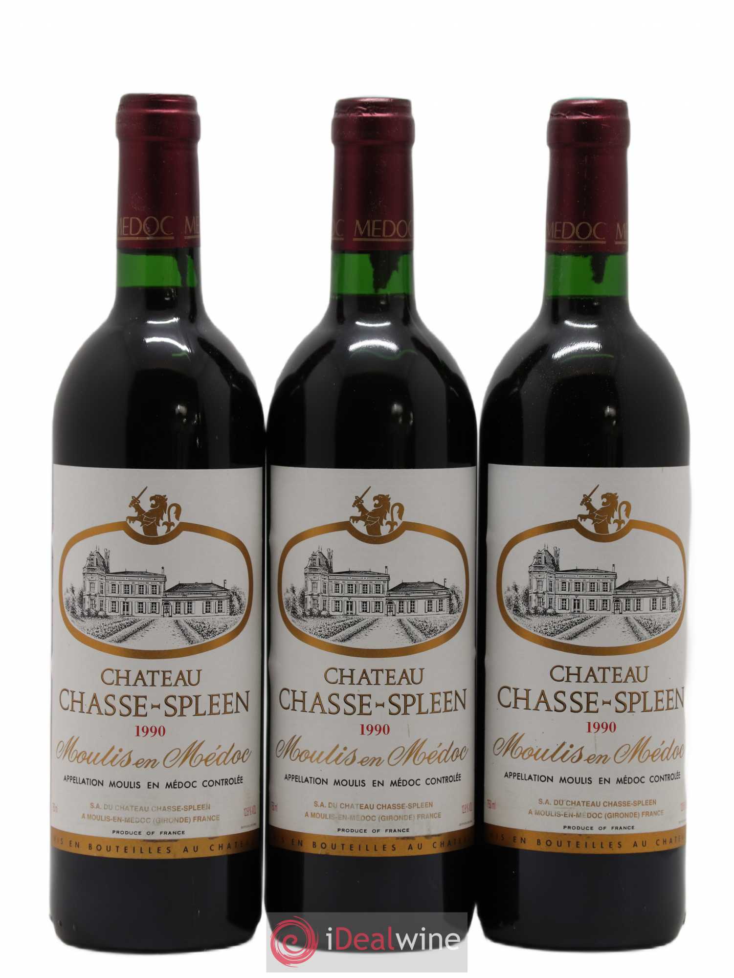 Château Chasse Spleen 1990 - Lot de 3 bouteilles - 0