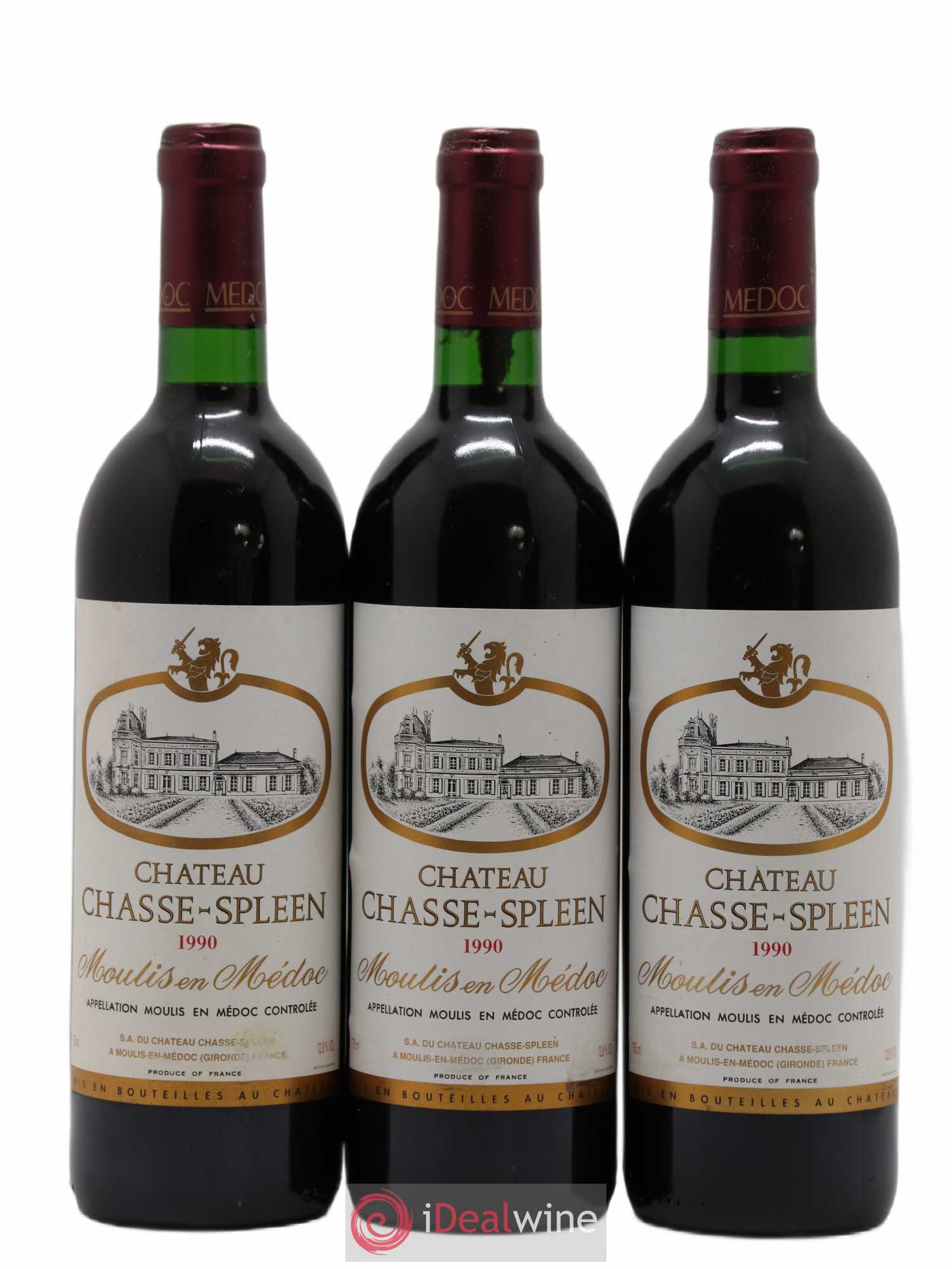 Château Chasse Spleen 1990 - Lot de 3 bouteilles - 0