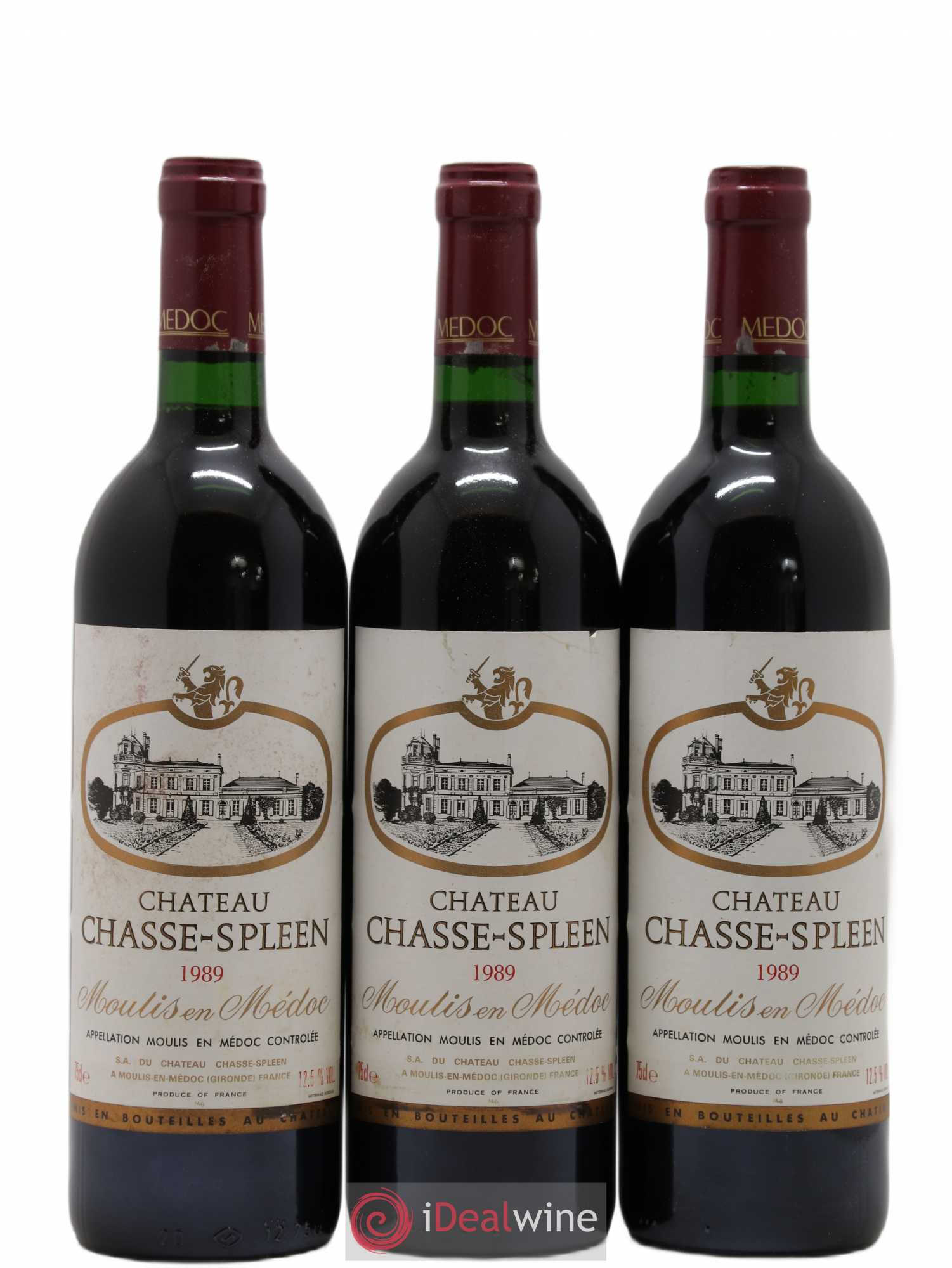 Château Chasse Spleen 1989 - Lot de 3 bouteilles - 0