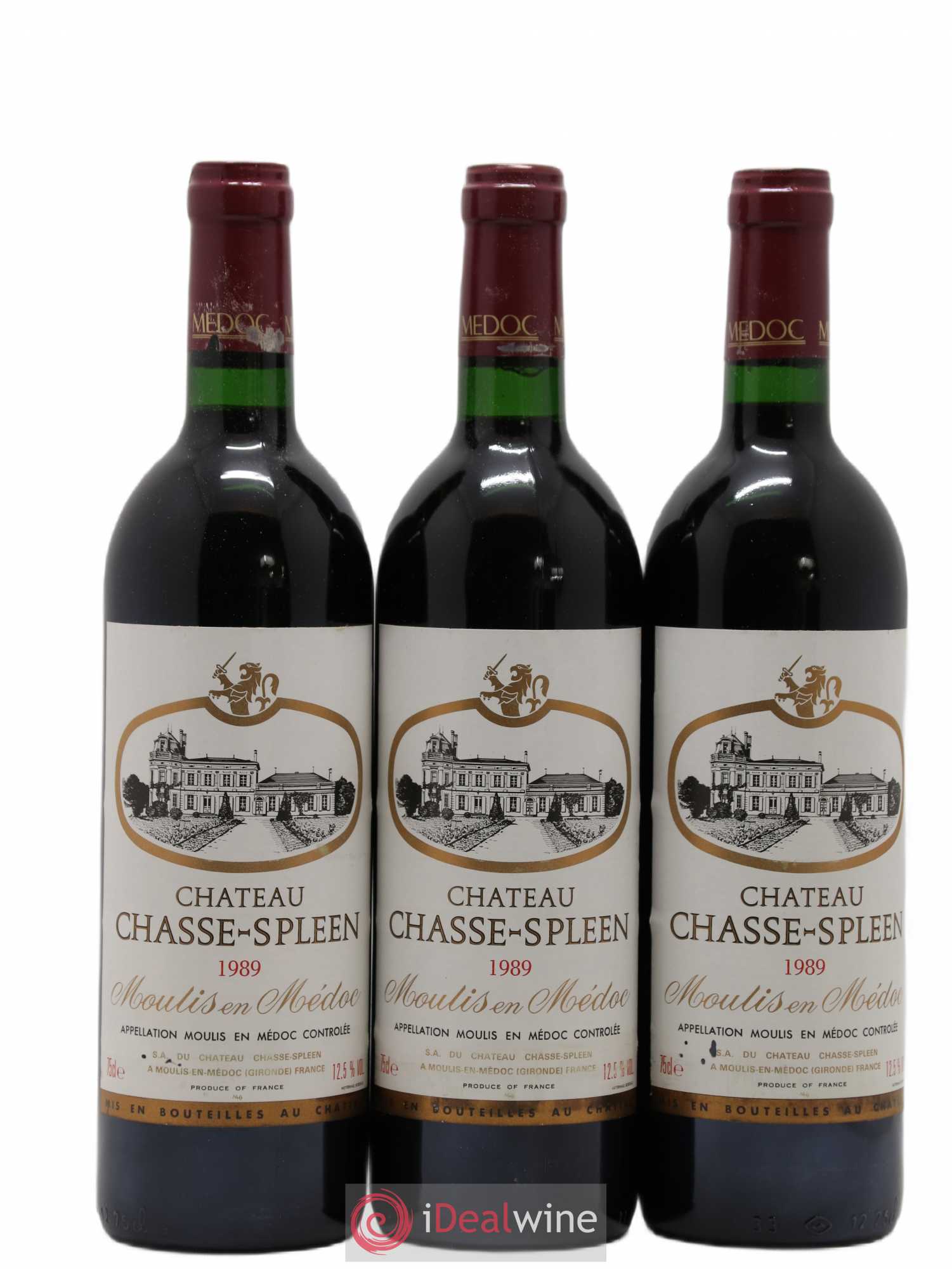Château Chasse Spleen 1989 - Lot de 3 bouteilles - 0
