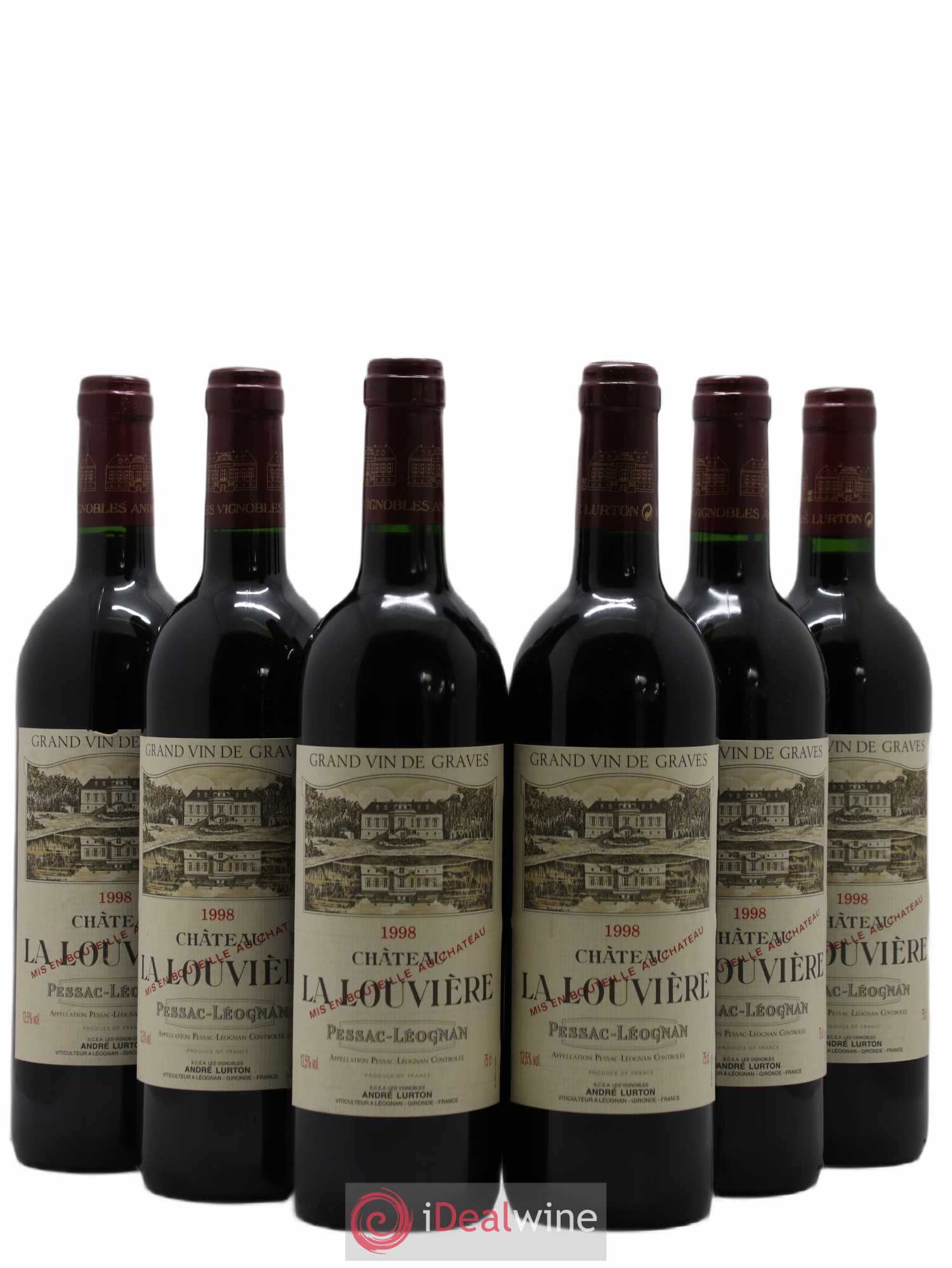 Château la Louvière (sans prix de réserve) 1998 - Lot de 6 bouteilles - 0
