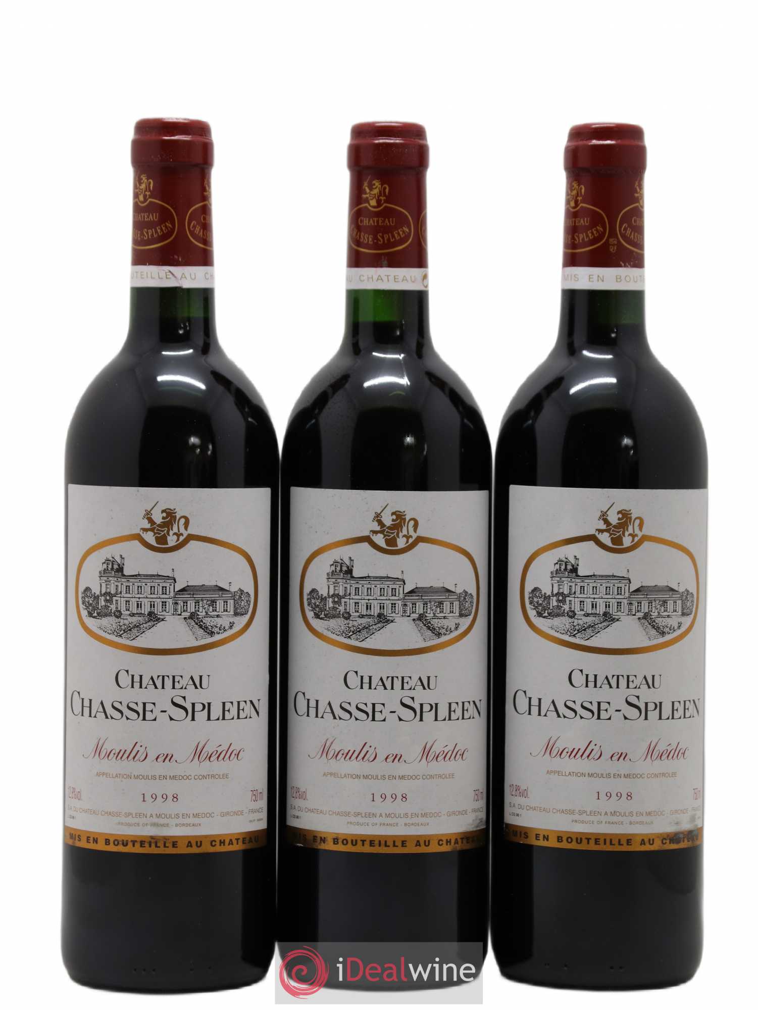 Château Chasse Spleen 1998 - Lot de 3 bouteilles - 0