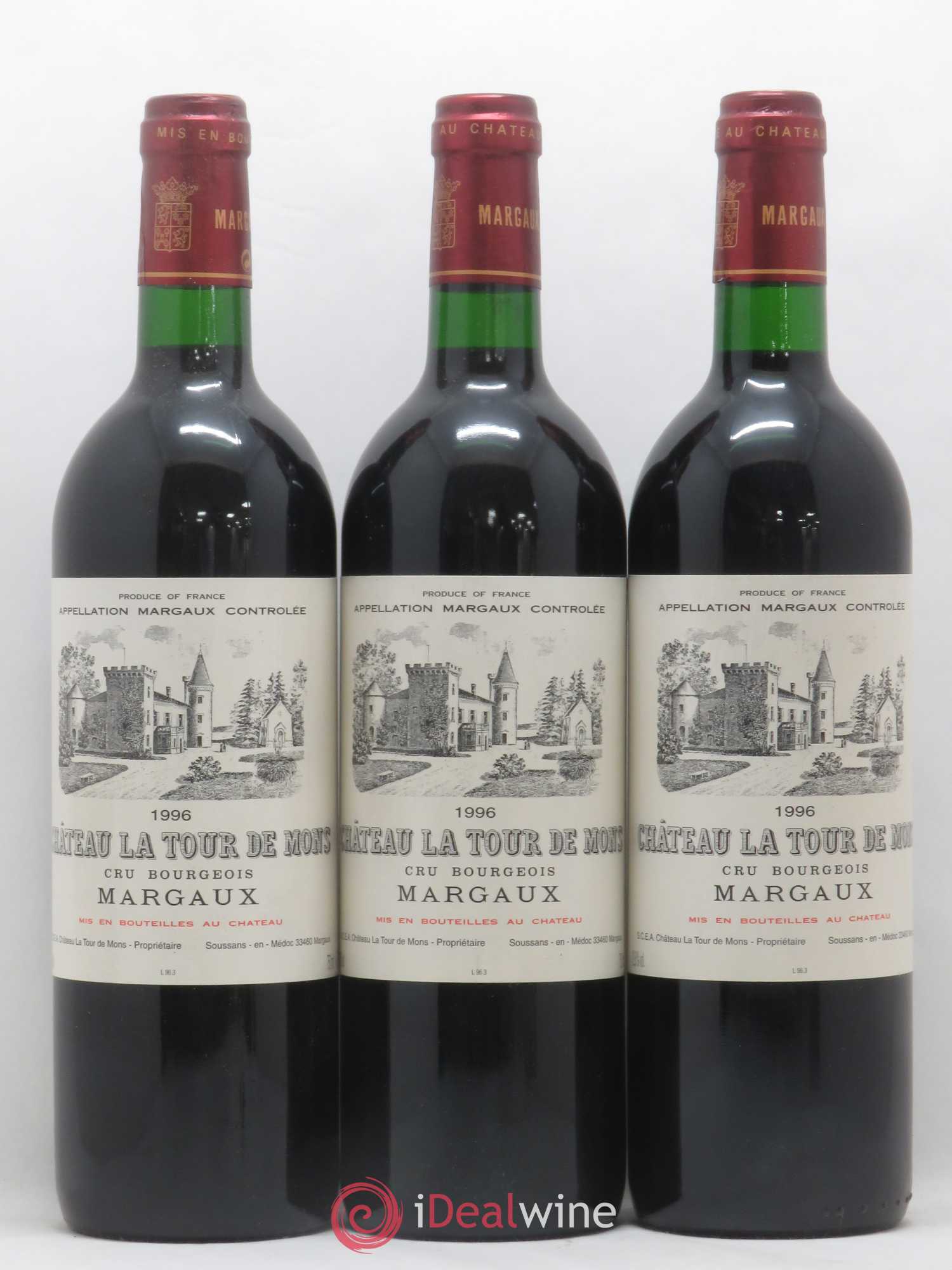 Château la Tour de Mons Cru Bourgeois 1996 - Lot de 12 bouteilles - 1