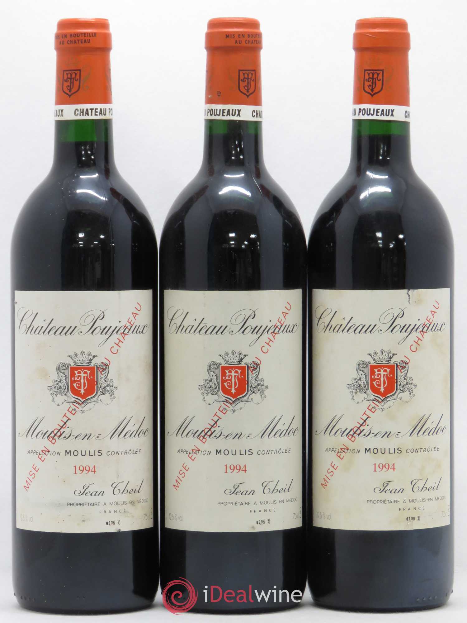Château Poujeaux 1994 - Lot de 3 bouteilles - 0