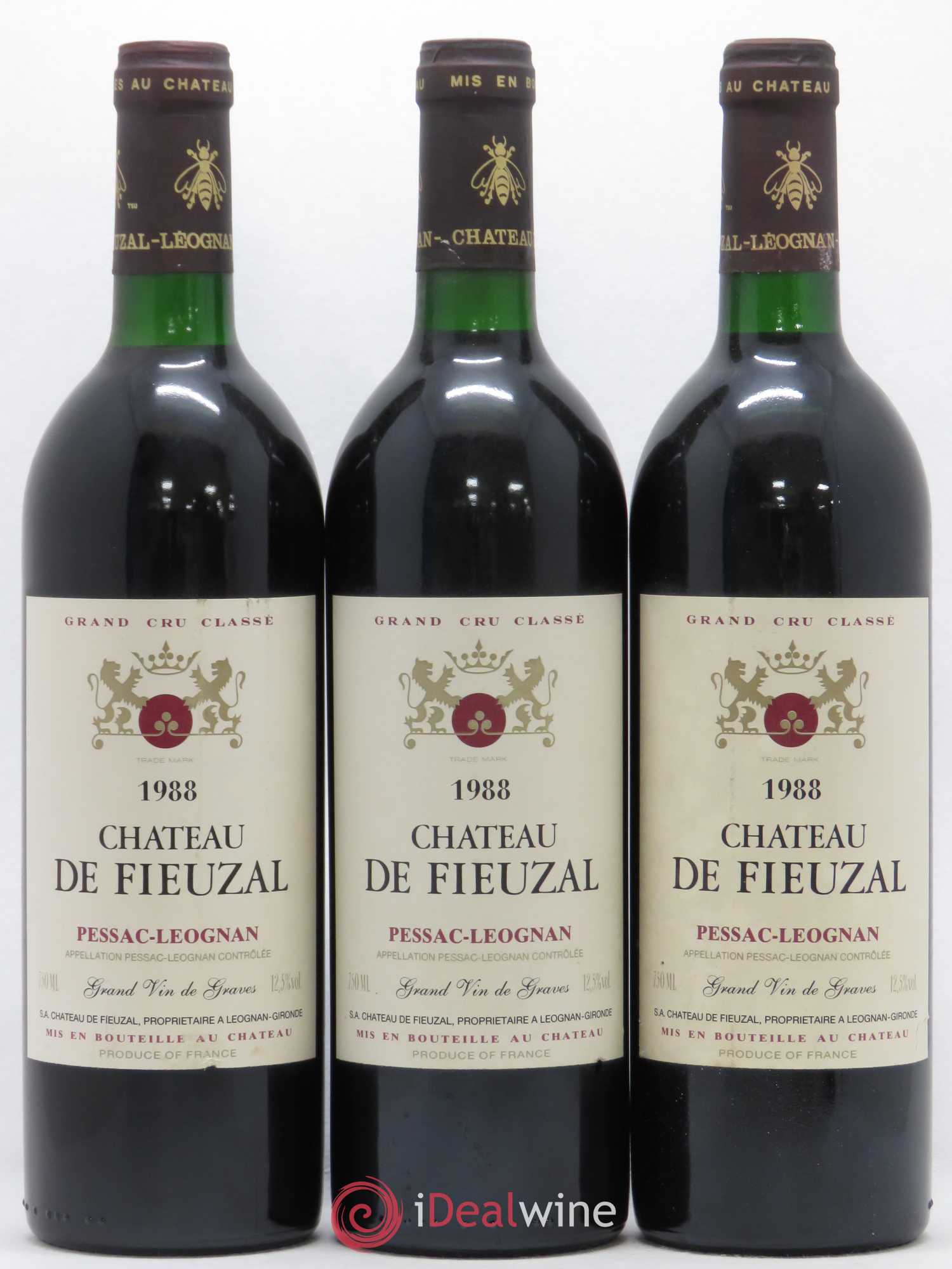 Château de Fieuzal Cru Classé de Graves 1988 - Lot de 3 bouteilles - 0