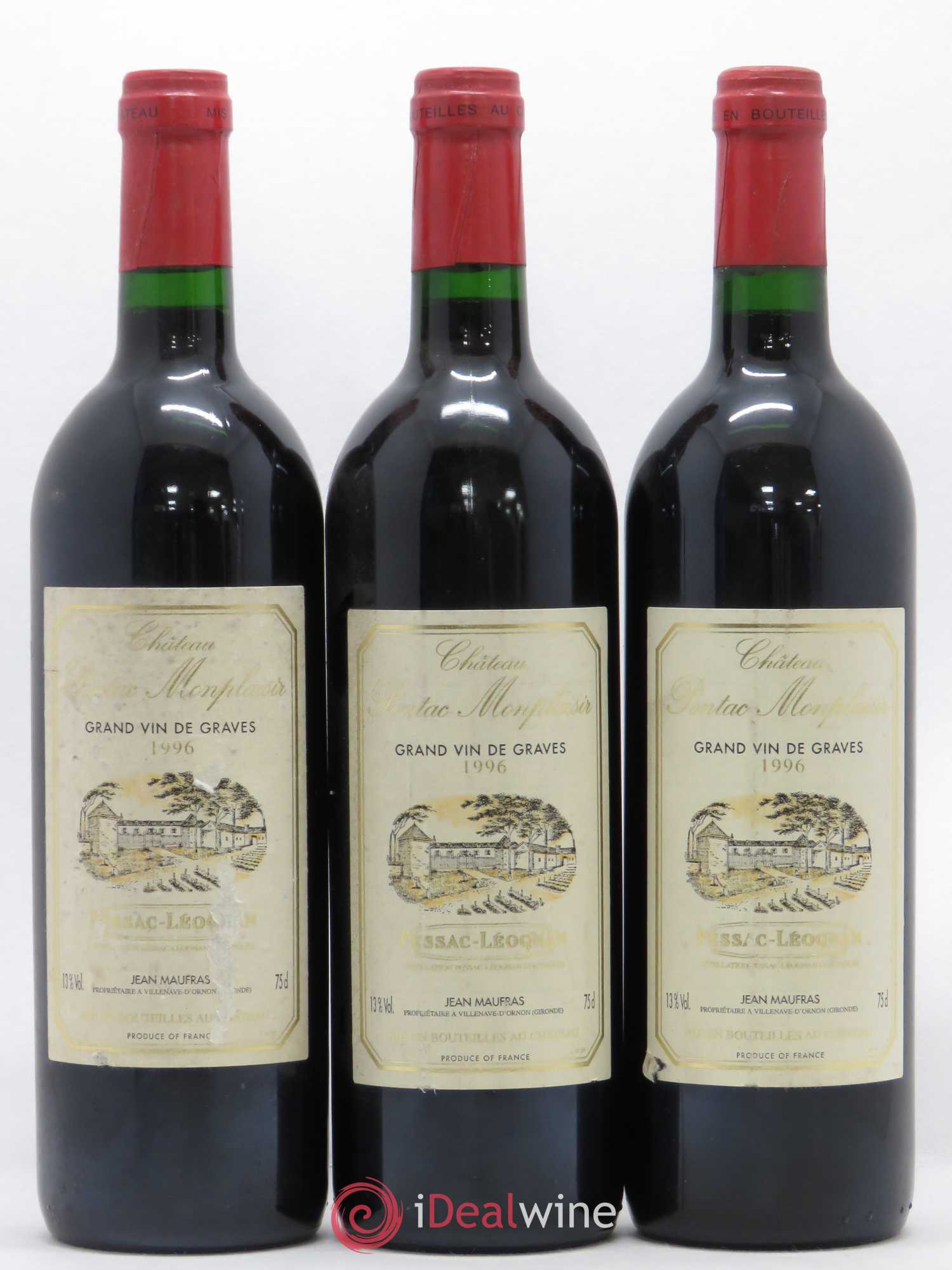 Pessac-Léognan Pontiac Montplaisir 1996 - Posten von 3 Flaschen - 0