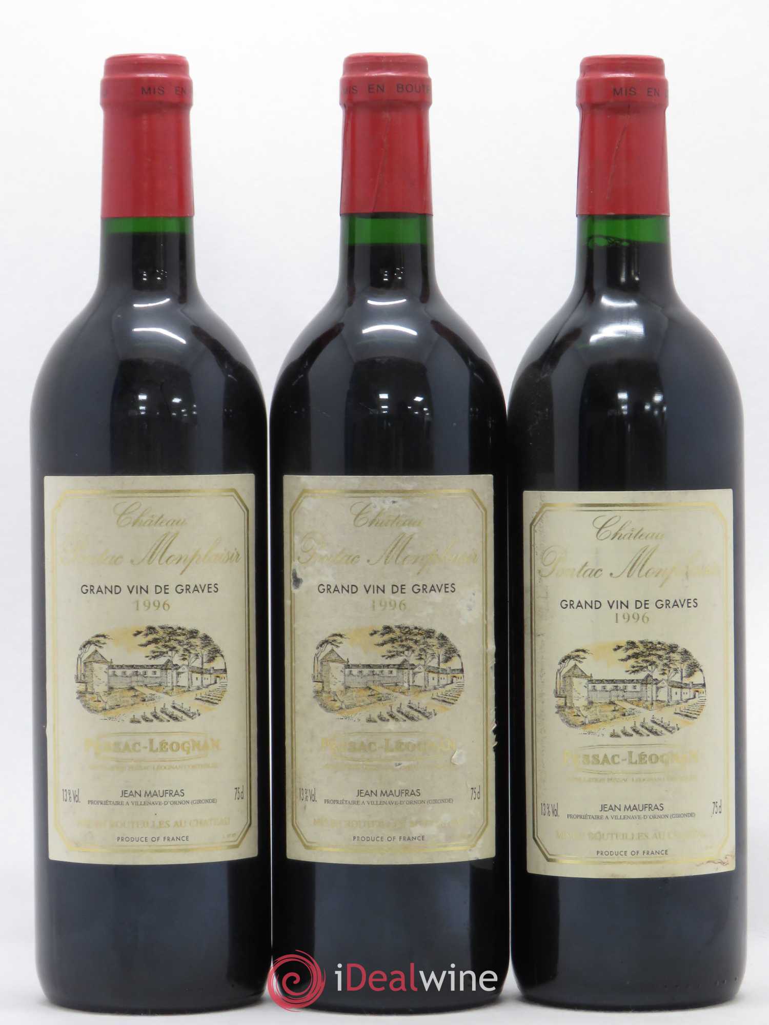 Pessac-Léognan Pontiac Montplaisir 1996 - Posten von 3 Flaschen - 0