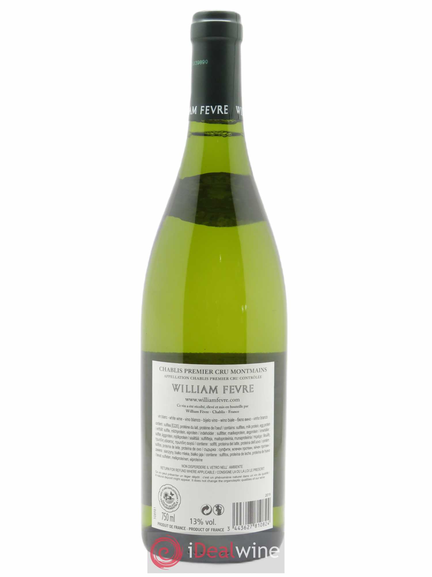 Chablis 1er Cru Montmains William Fèvre 2019 - Lot de 1 bouteille - 1