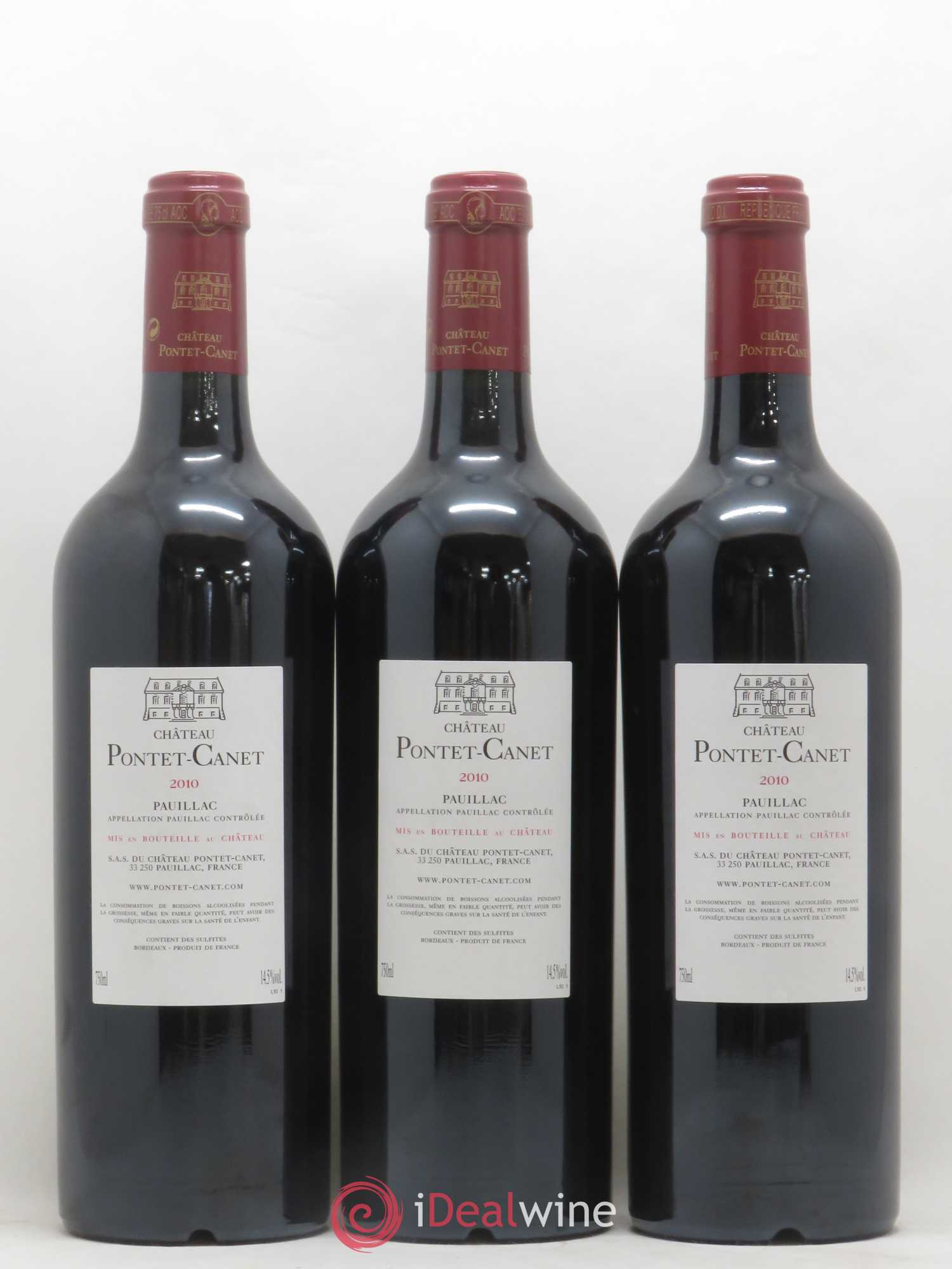 Château Pontet Canet 5ème Grand Cru Classé 2010 - Lot de 3 bouteilles - 1