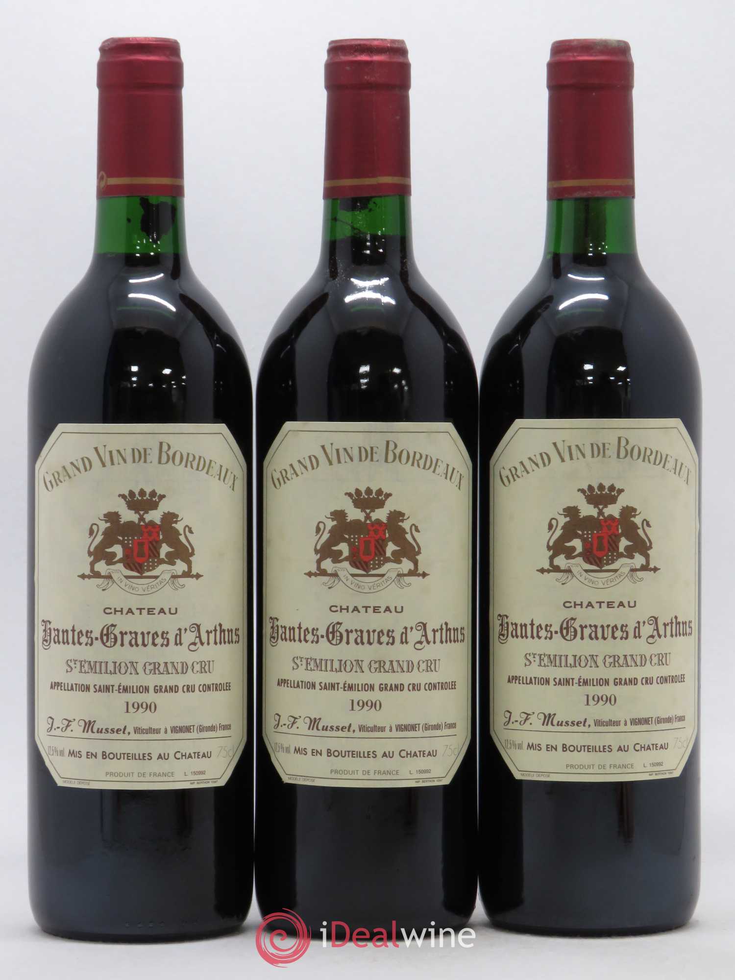 Saint-Émilion Grand Cru Hautes Graves d'Arthus 1990 - Posten von 3 Flaschen - 0