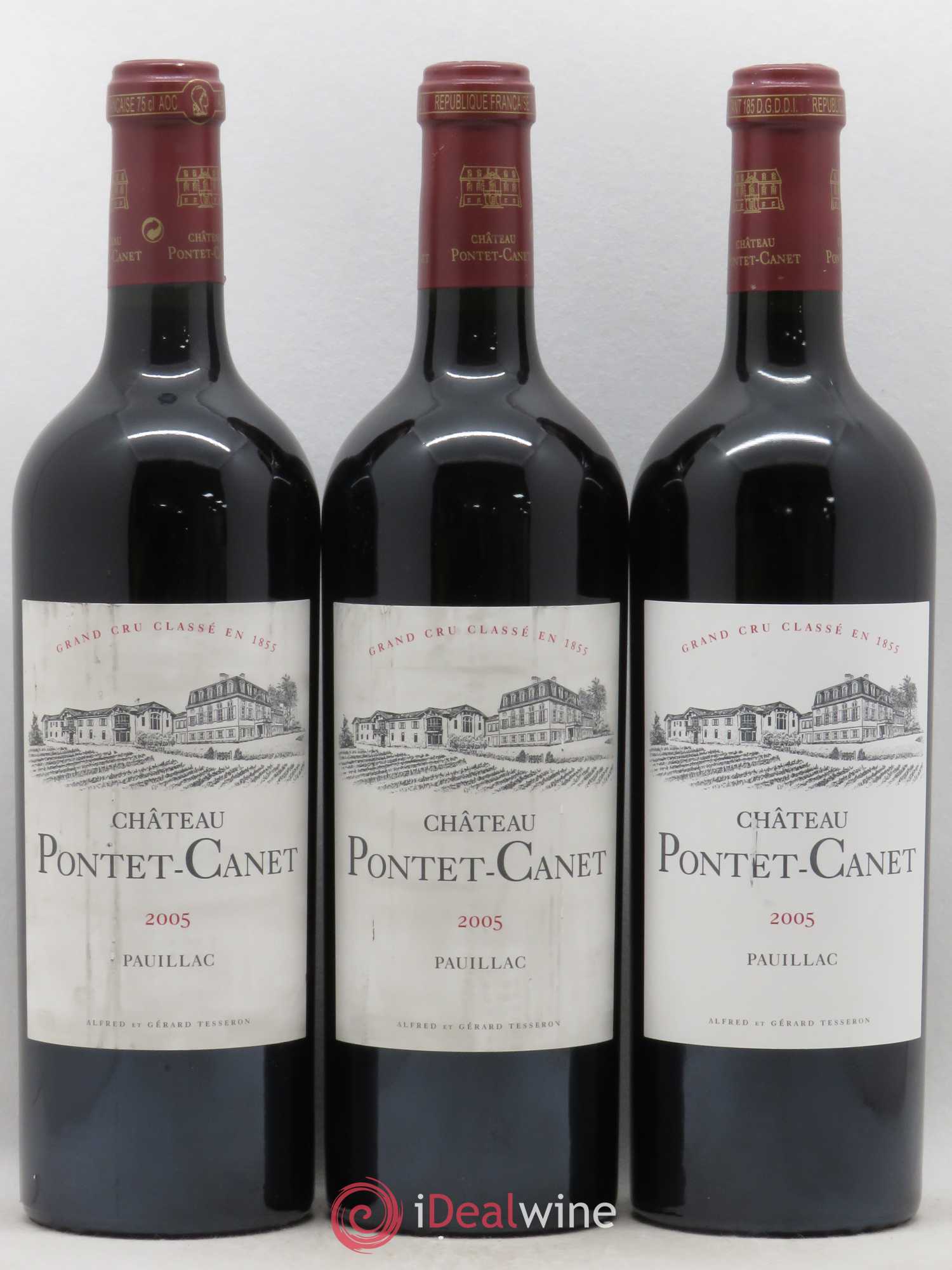 Château Pontet Canet 5ème Grand Cru Classé 2005 - Lot de 3 bouteilles - 0