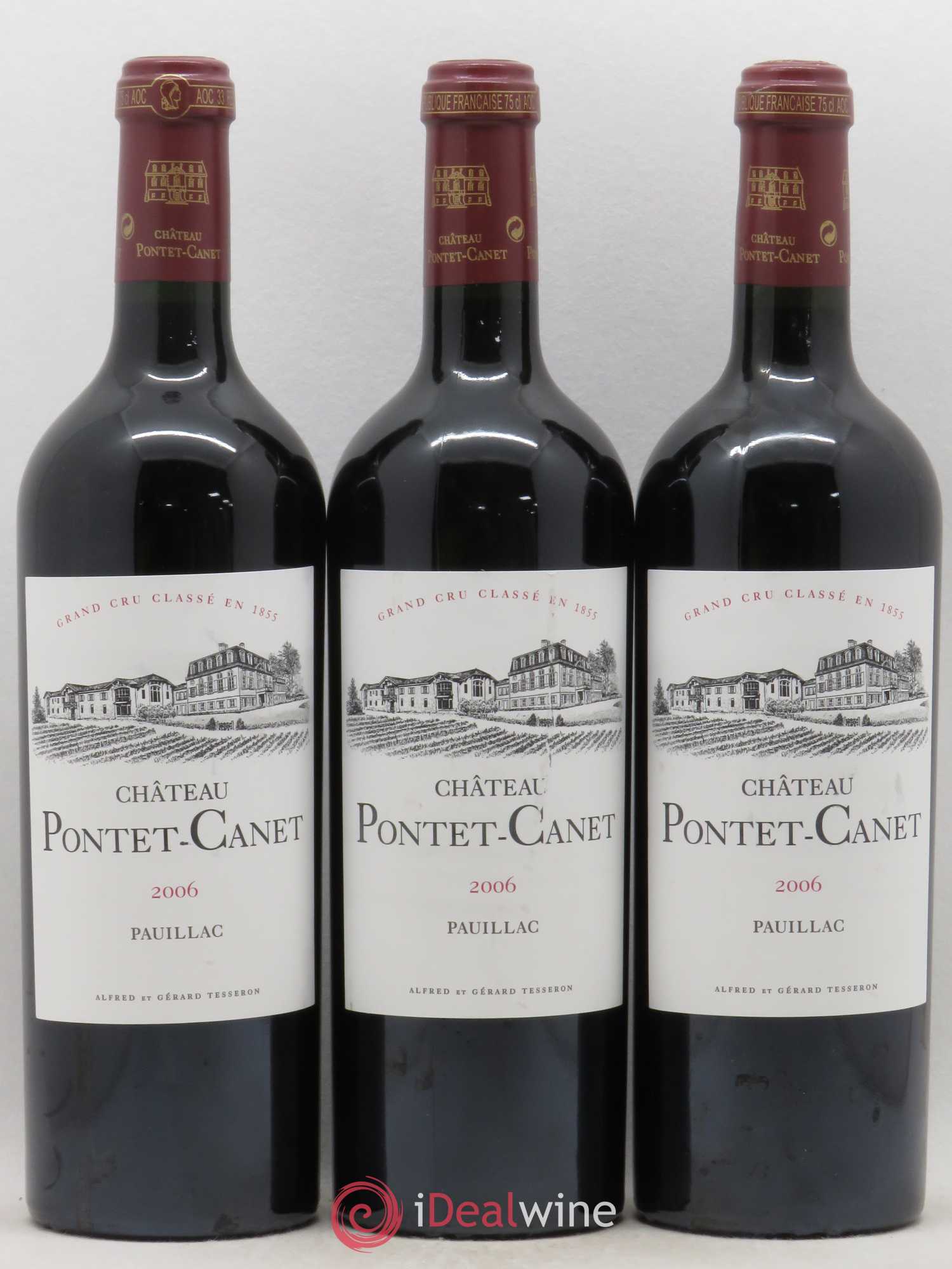 Château Pontet Canet 5ème Grand Cru Classé 2006 - Lot de 3 bouteilles - 0