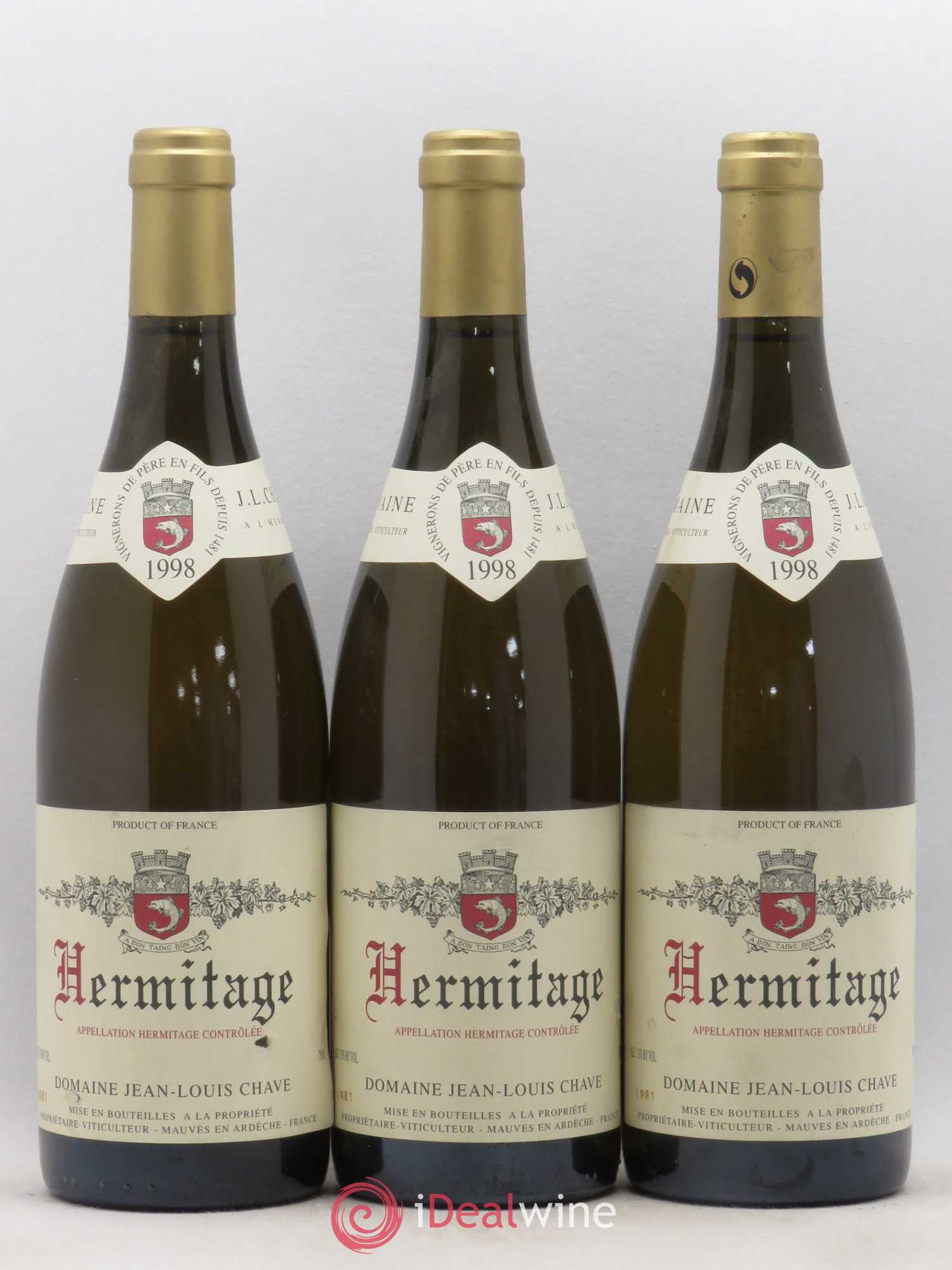 Hermitage Jean-Louis Chave 1998 - Lot de 3 bouteilles - 0
