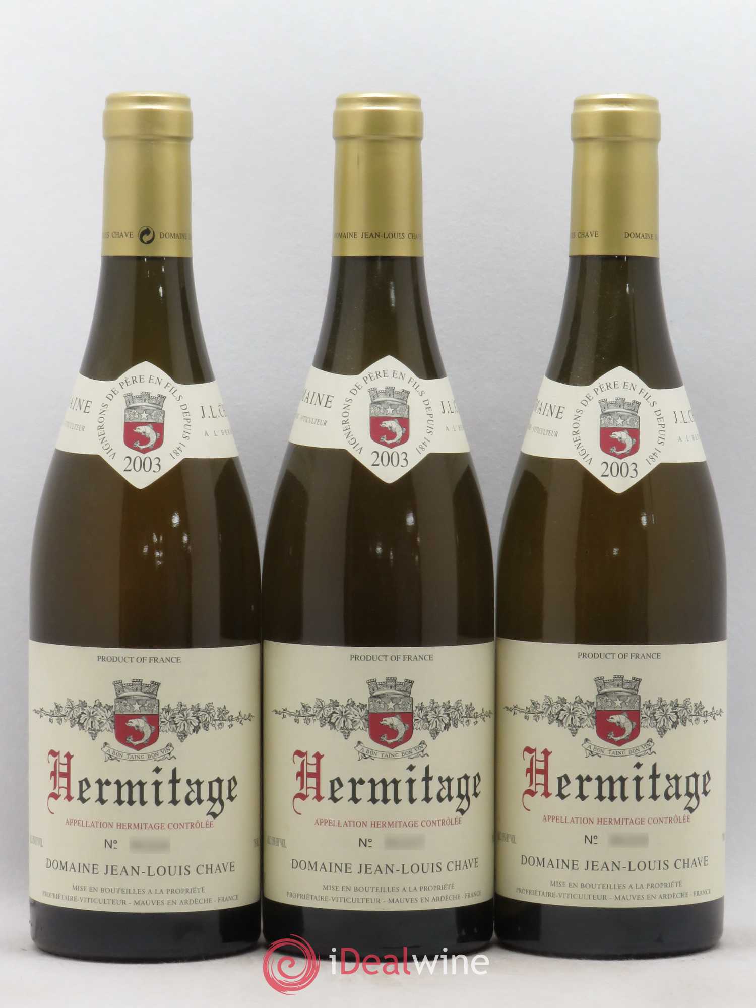 Hermitage Jean-Louis Chave 2003 - Lot de 3 bouteilles - 0