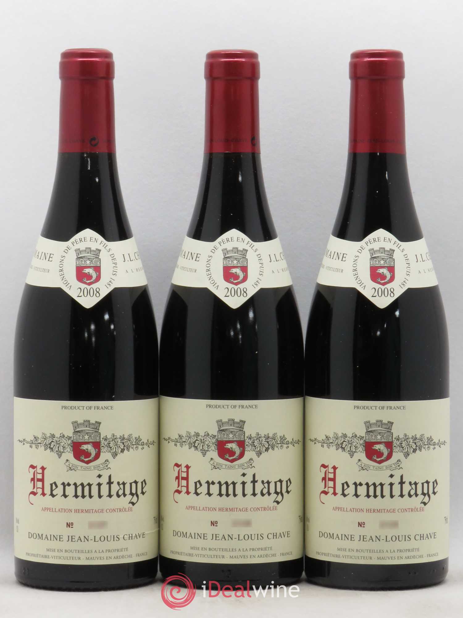 Hermitage Jean-Louis Chave 2008 - Lot de 3 bouteilles - 0