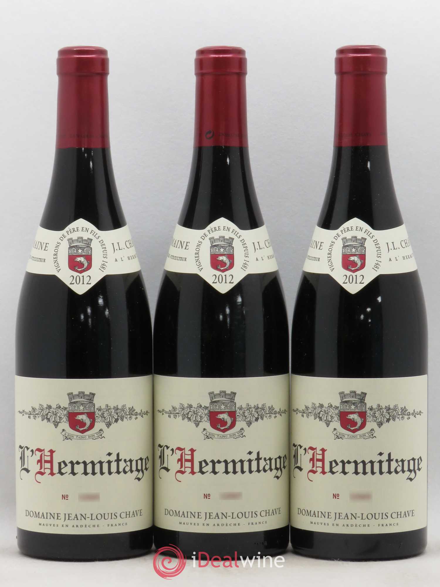Hermitage Jean-Louis Chave 2012 - Lot de 3 bouteilles - 0