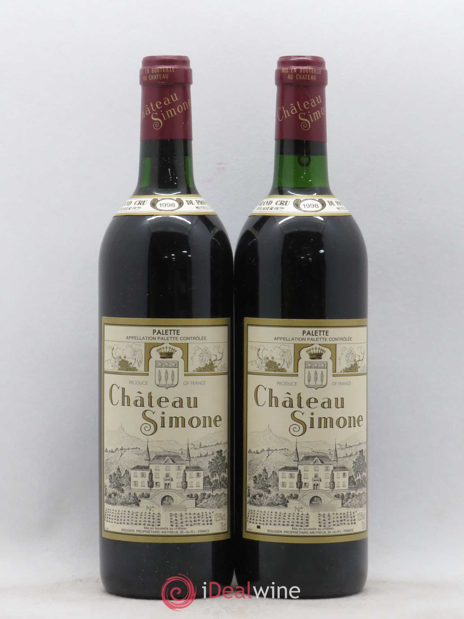 Palette Château Simone Famille Rougier 1998 - Lot de 2 bouteilles - 0