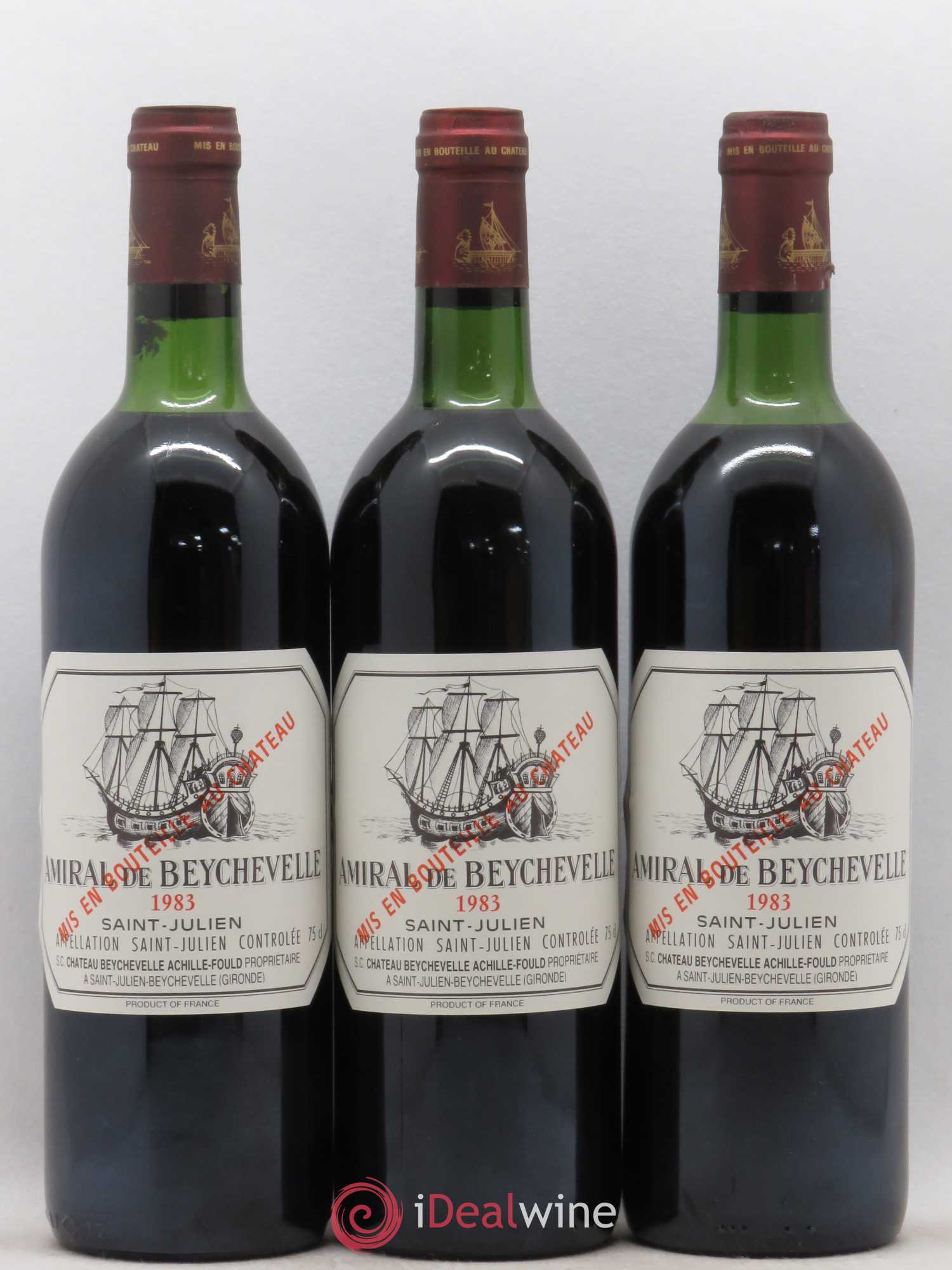 Amiral de Beychevelle Second Vin 1983 - Lot de 3 bouteilles - 0