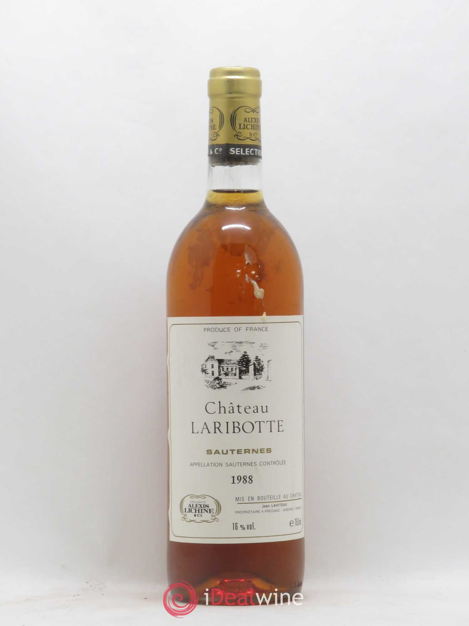 Sauternes Chateau Laribotte 1988 - Lotto di 1 bottiglia - 0