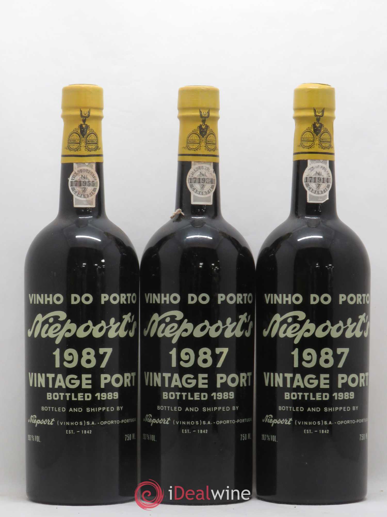 Porto Vintage Niepoort 1987 - Lot de 3 bouteilles - 0