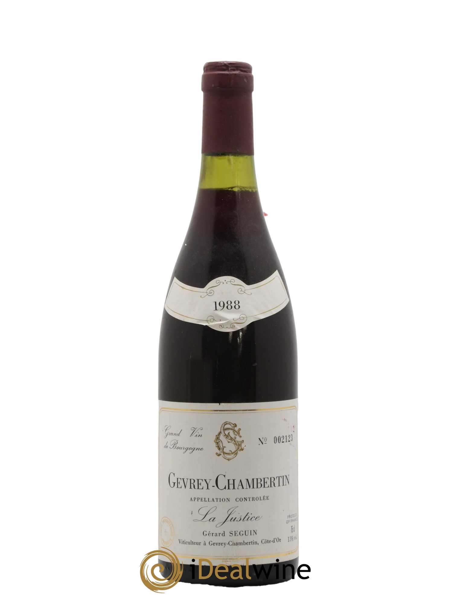 Gevrey-Chambertin La Justice Gerard Seguin 1988 - Lot de 1 bouteille - 0