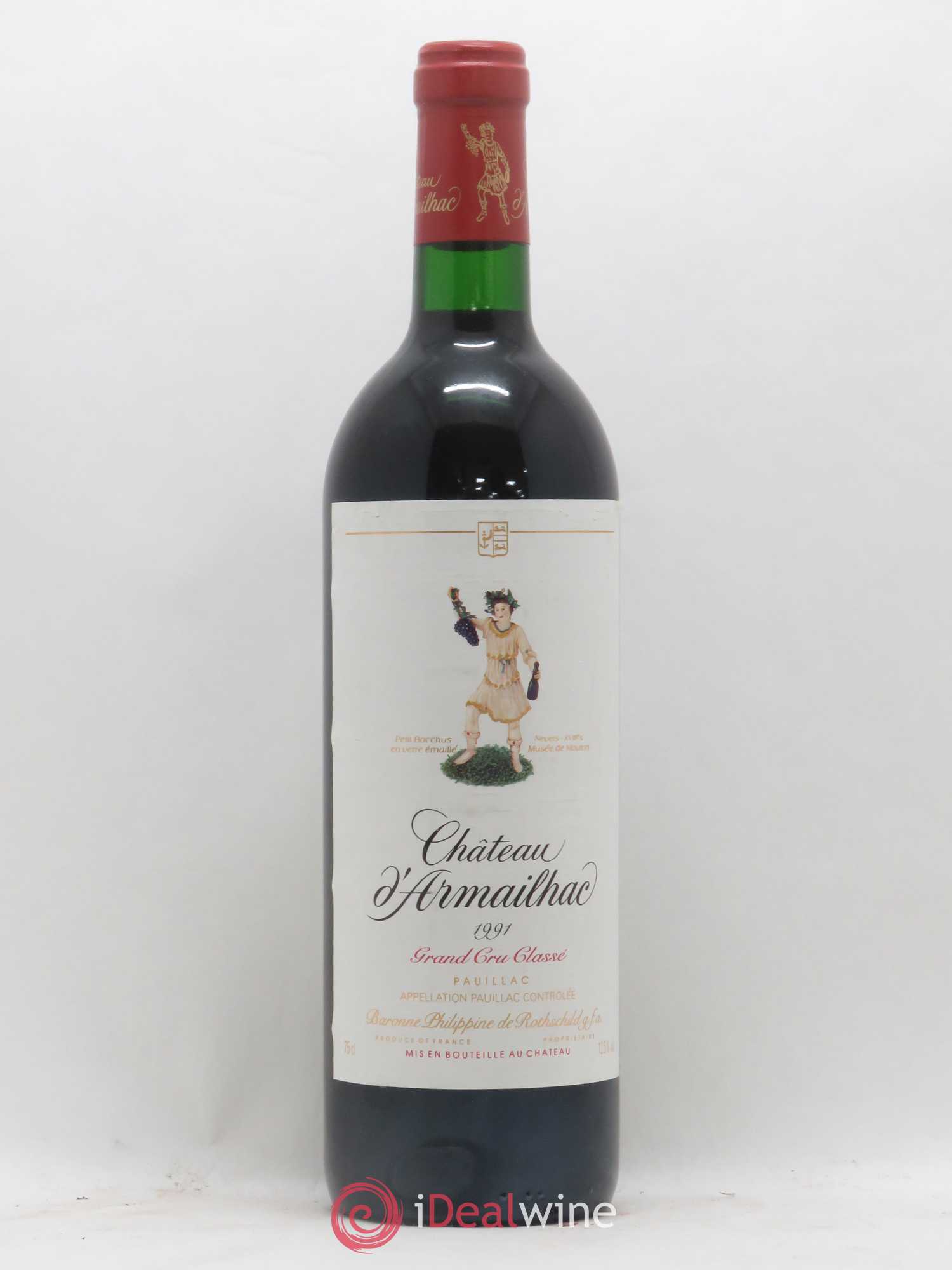 Château d' Armailhac - Mouton Baron(ne) Philippe 5ème Grand Cru Classé 1991 - Lot de 1 bouteille - 0