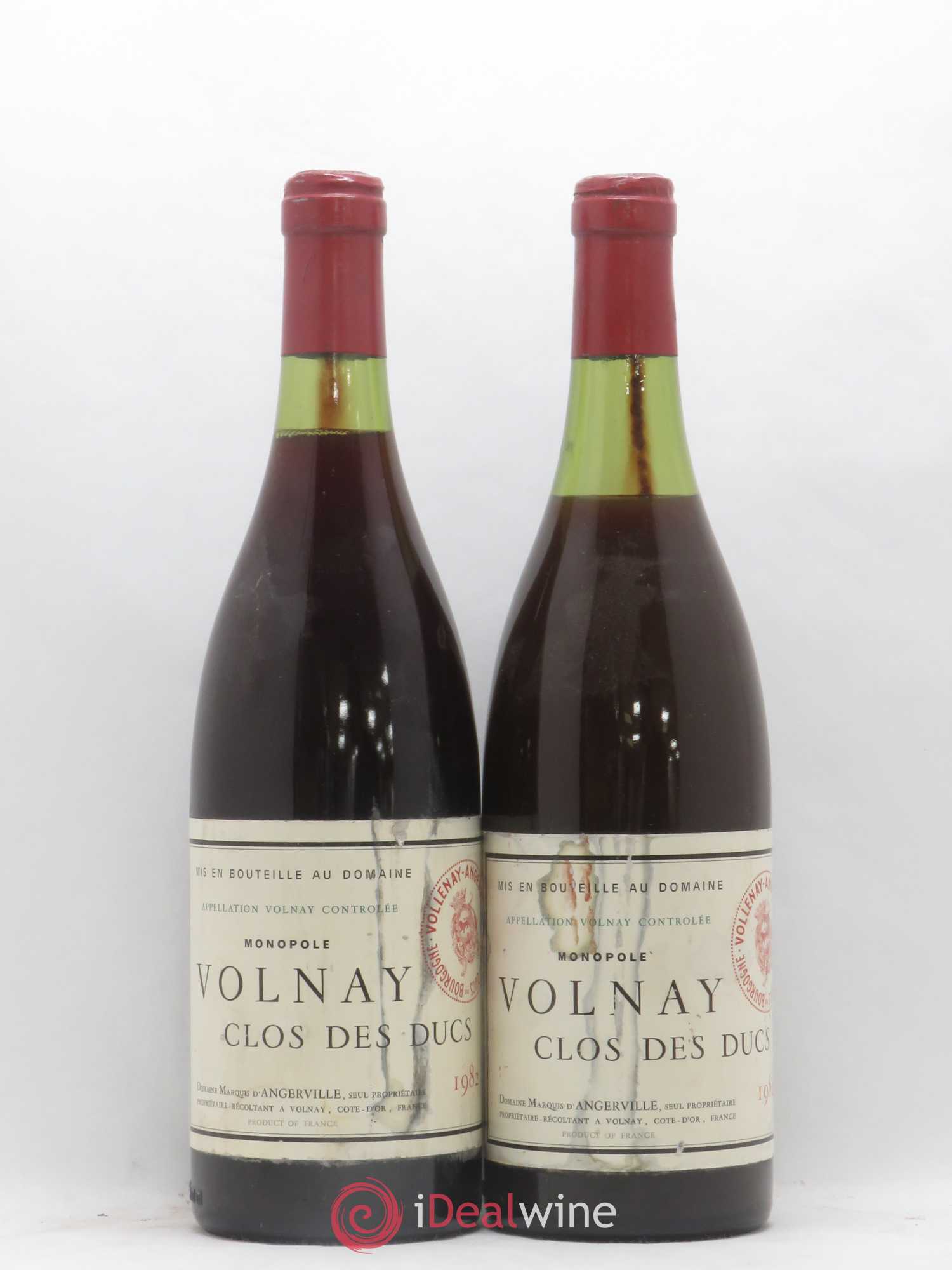 Volnay 1er Cru Clos des Ducs Marquis d'Angerville (Domaine) 1982 - Lot de 2 bouteilles - 0