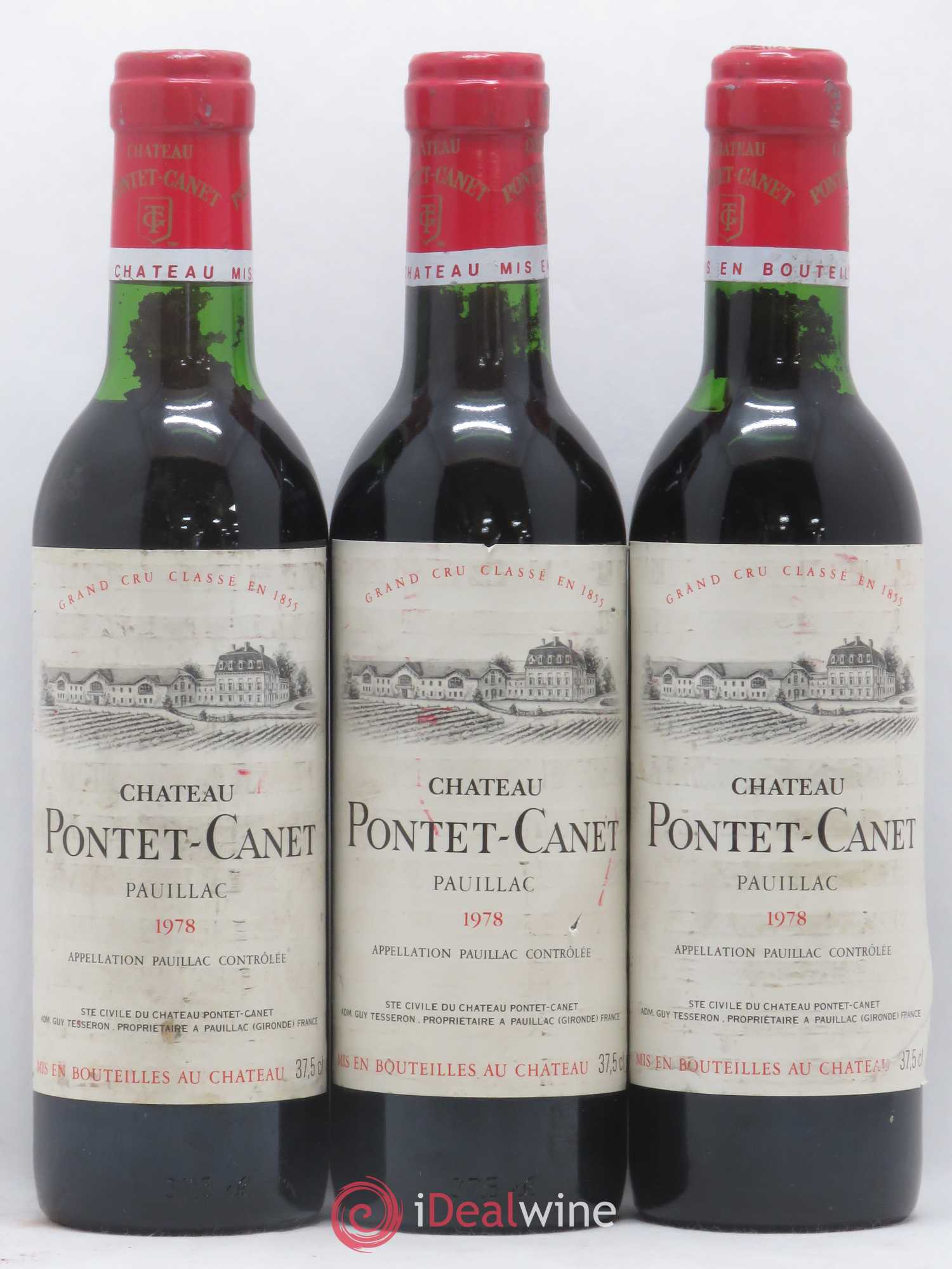 Château Pontet Canet 5ème Grand Cru Classé 1978 - Lot de 3 demi bouteilles - 0