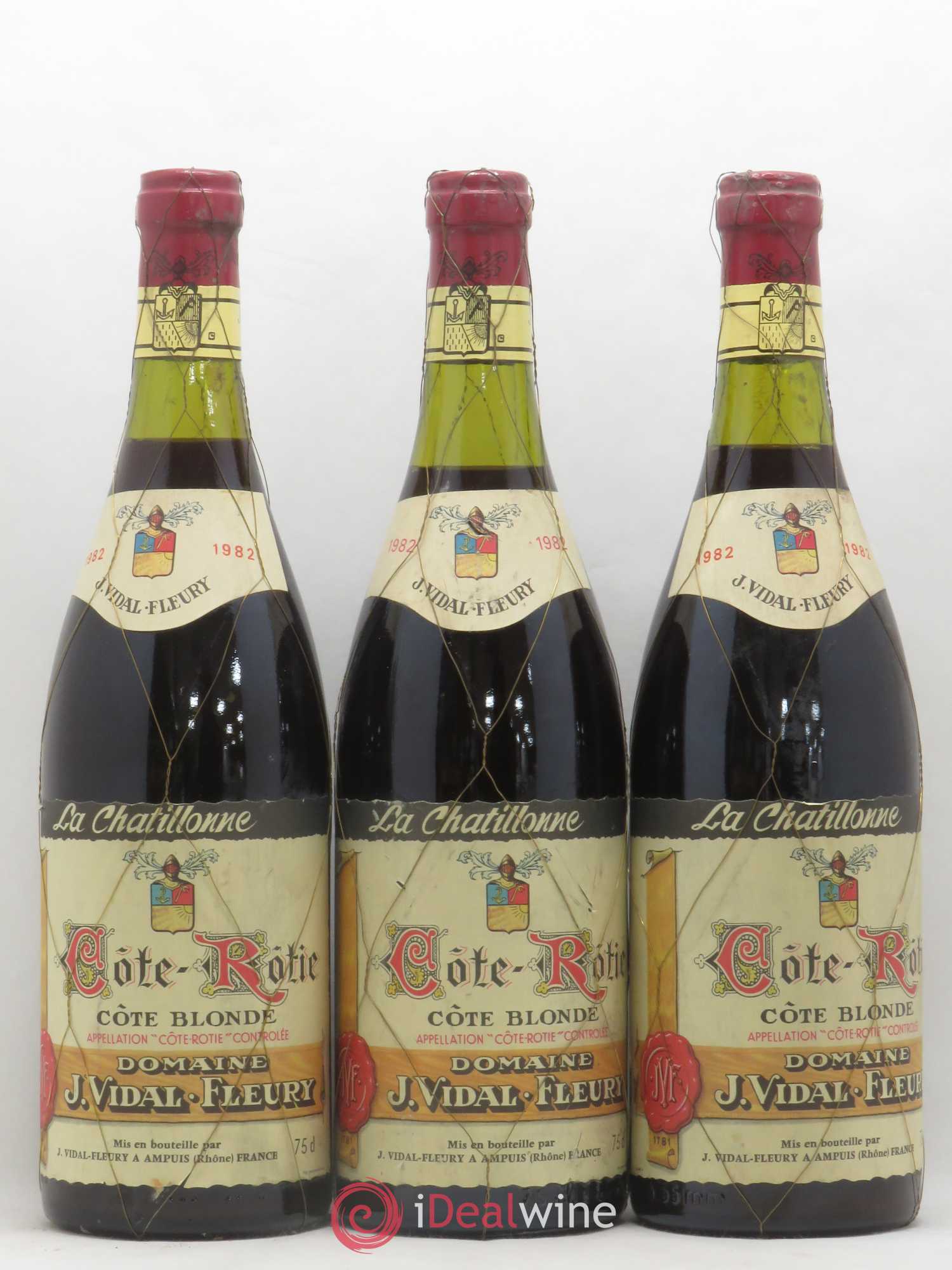 Côte-Rôtie la Chatillonne Côte Blonde Vidal Fleury 1982 - Lot de 3 bouteilles - 0