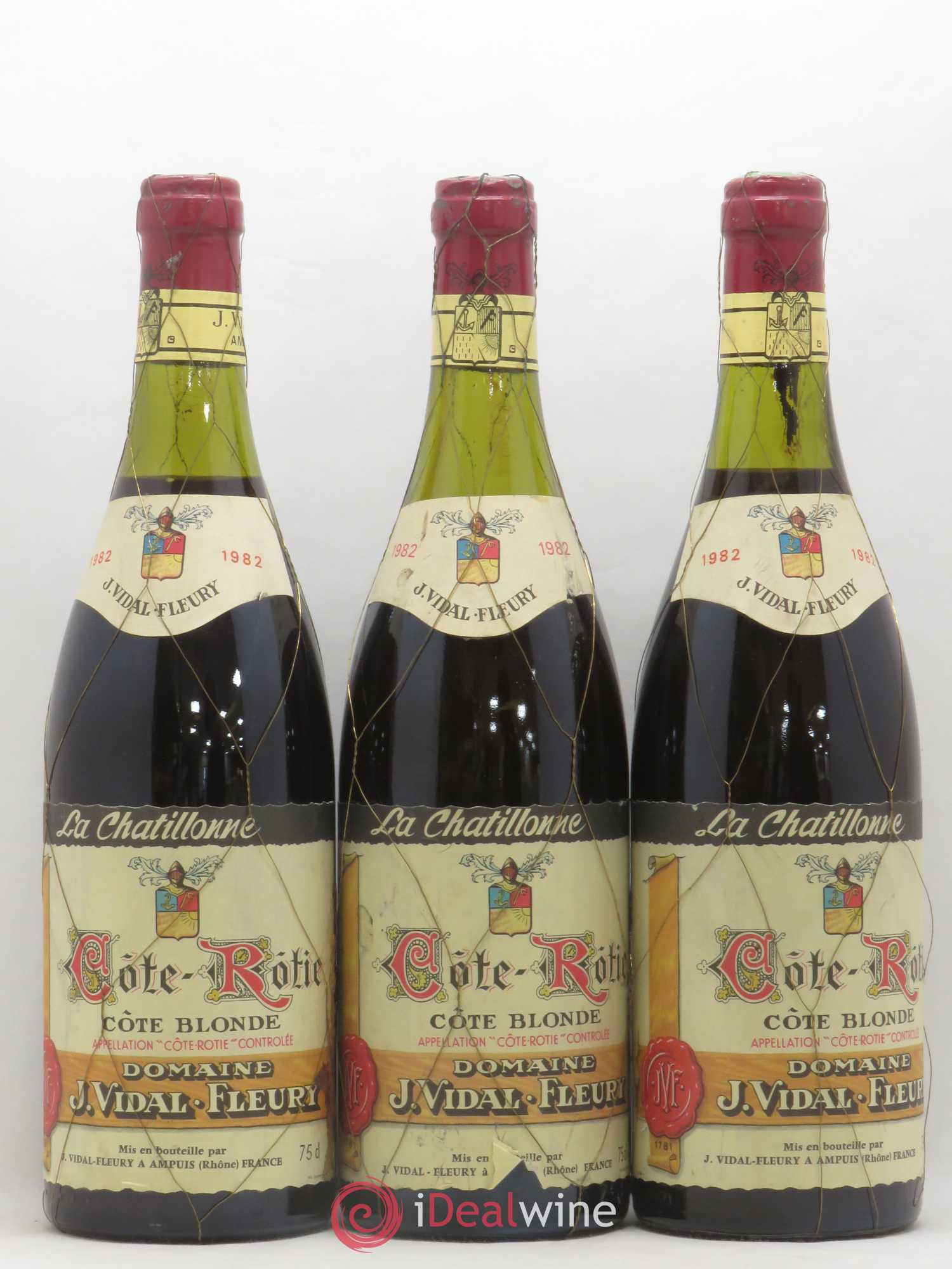 Côte-Rôtie la Chatillonne Côte Blonde Vidal Fleury 1982 - Lot de 3 bouteilles - 0