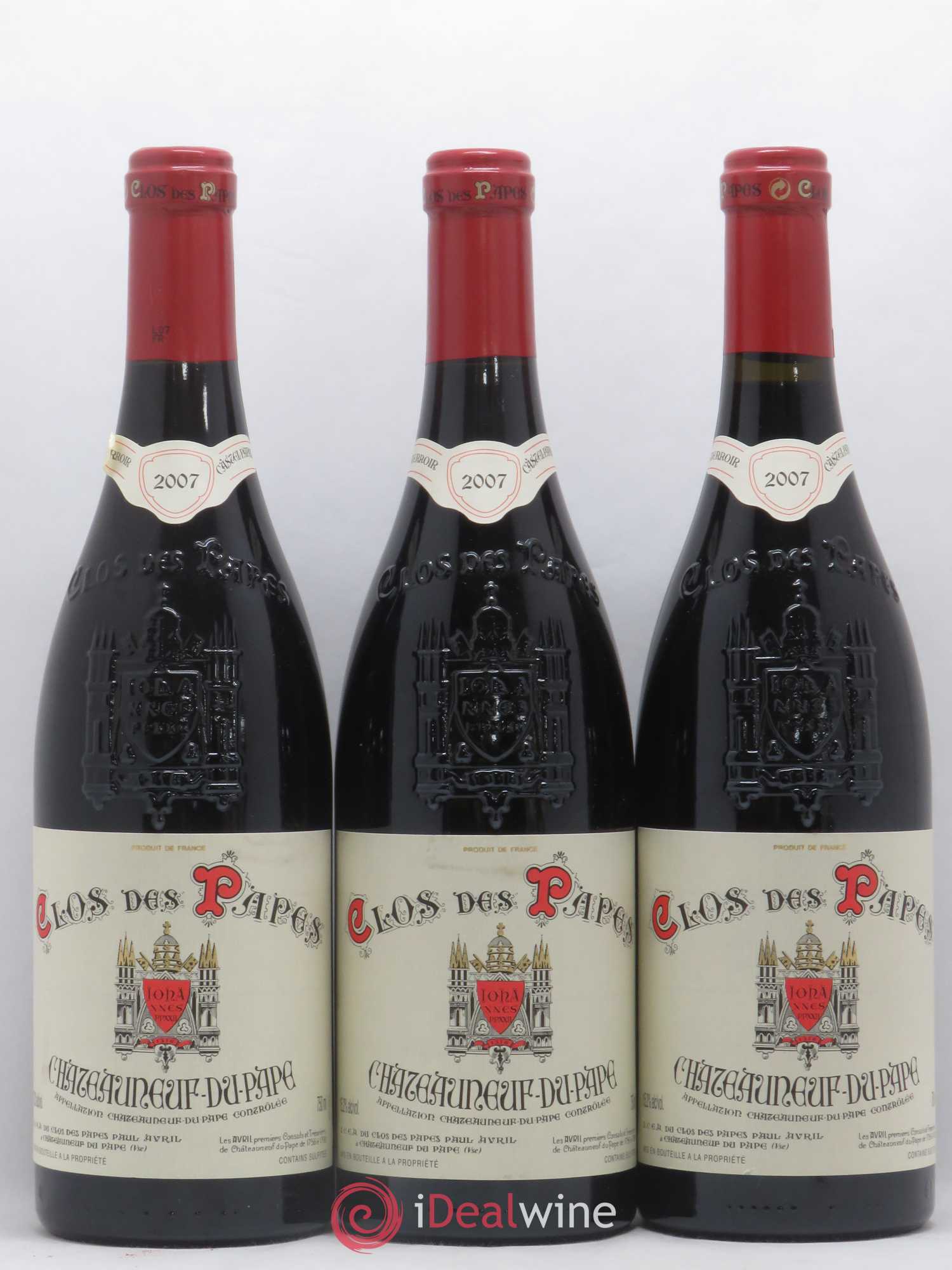Châteauneuf-du-Pape Clos des Papes - Paul Avril 2007 - Lot de 3 bouteilles - 0