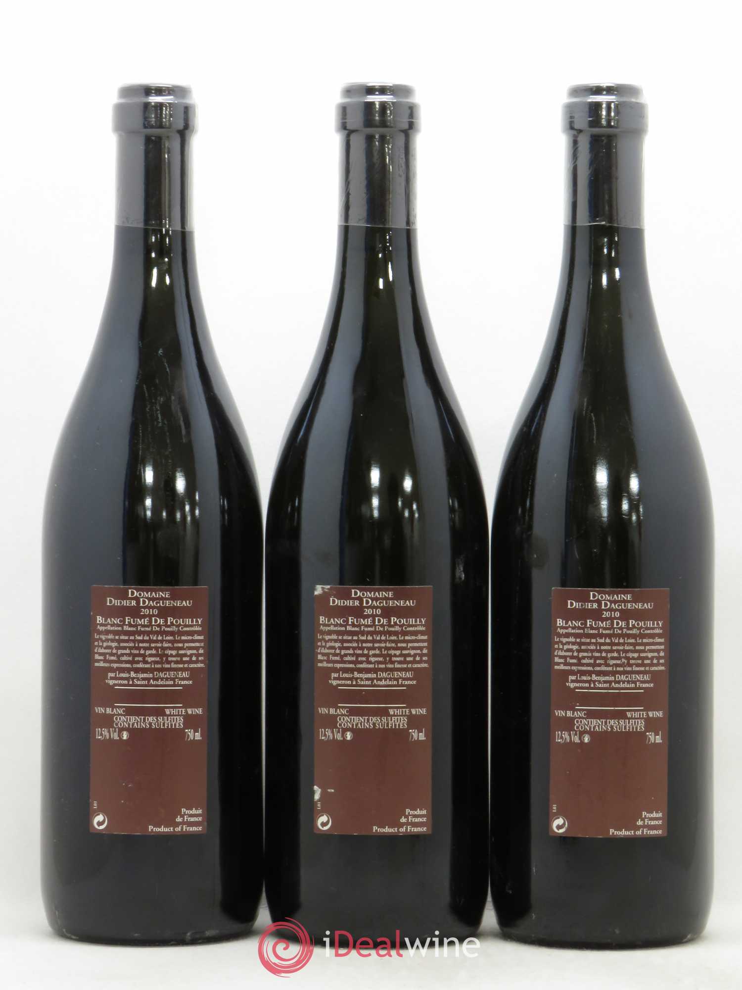 Vin de France (anciennement Pouilly-Fumé) Pur Sang Dagueneau (Domaine Didier - Louis-Benjamin) 2010 - Lot de 3 bouteilles - 1