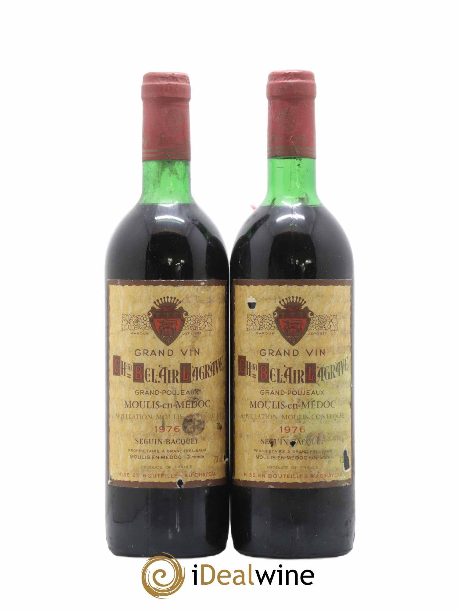 Moulis en Médoc Chateau Bel-Air Lagrave 1976 - Lot de 2 bouteilles - 0