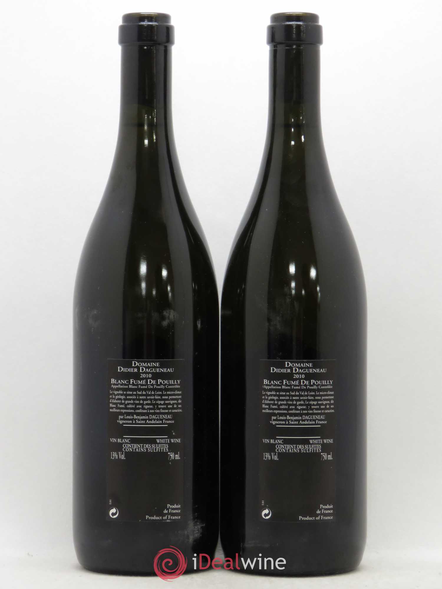 Vin de France (anciennement Pouilly-Fumé) Silex Dagueneau (Domaine Didier - Louis-Benjamin) 2010 - Lot de 2 bouteilles - 1