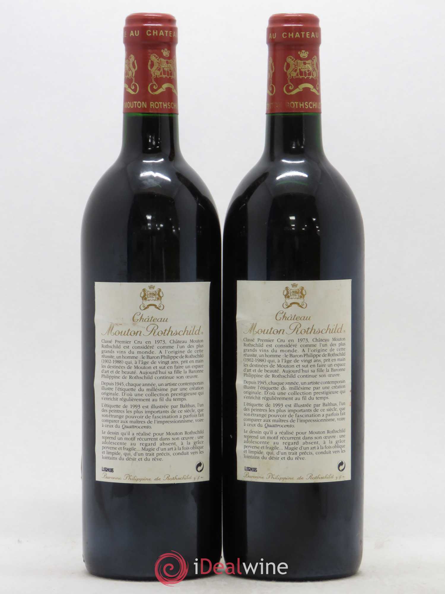 Château Mouton Rothschild 1er Grand Cru Classé 1993 - Lot de 2 bouteilles - 1