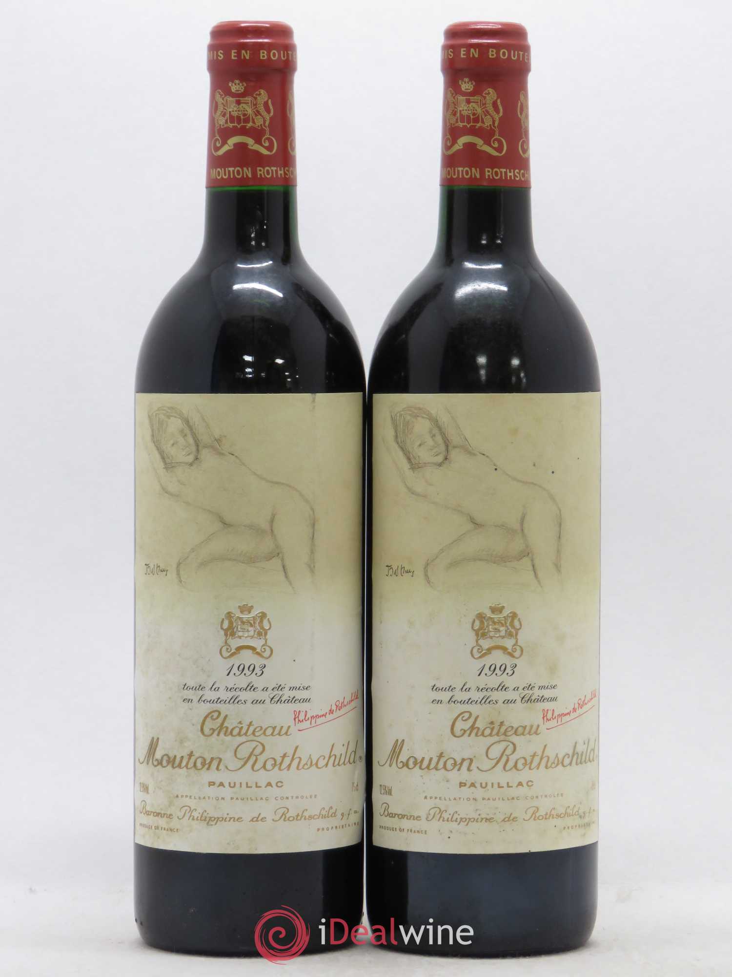 Château Mouton Rothschild 1er Grand Cru Classé 1993 - Lot de 2 bouteilles - 0