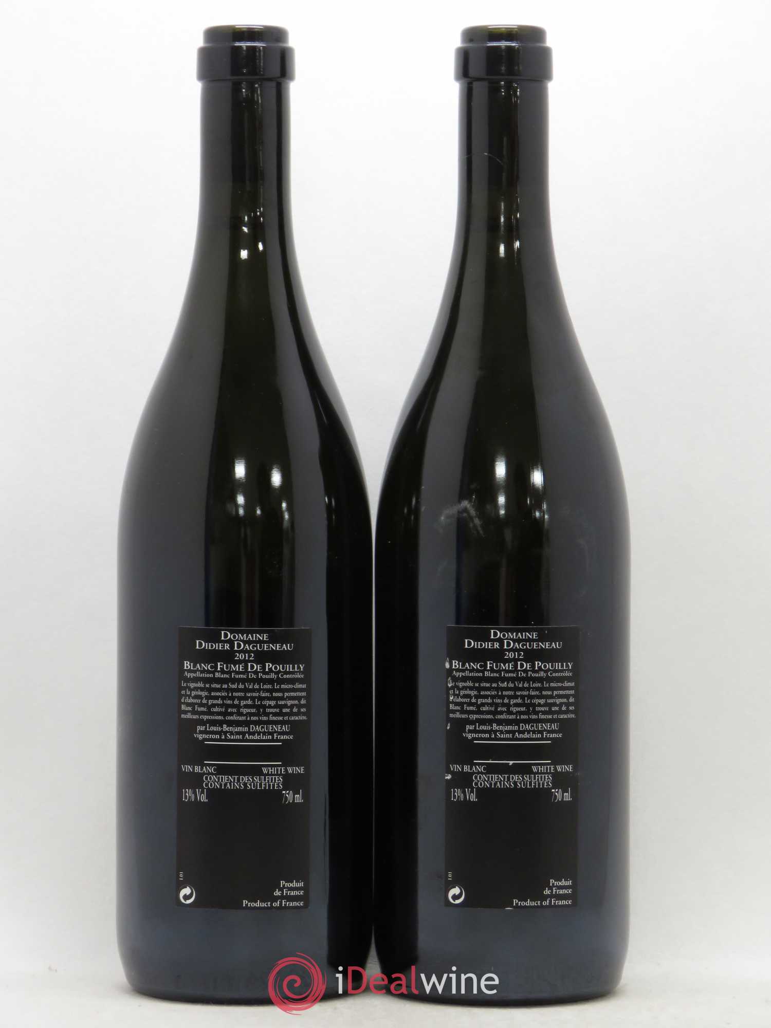 Vin de France (anciennement Pouilly-Fumé) Silex Dagueneau (Domaine Didier - Louis-Benjamin) 2012 - Lot de 2 bouteilles - 1