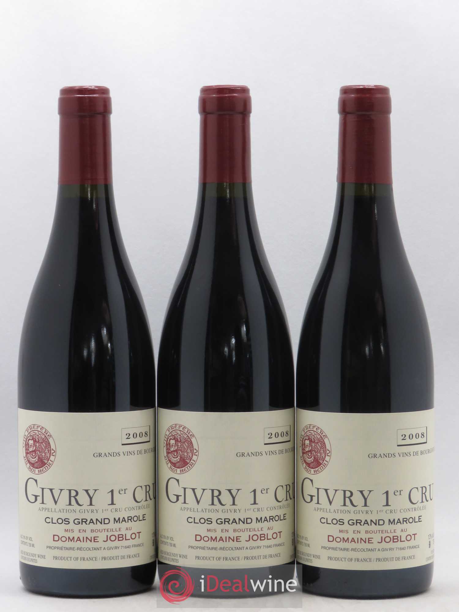 Givry 1er Cru Clos Grand Marole Domaine Joblot 2008 - Posten von 3 Flaschen - 0