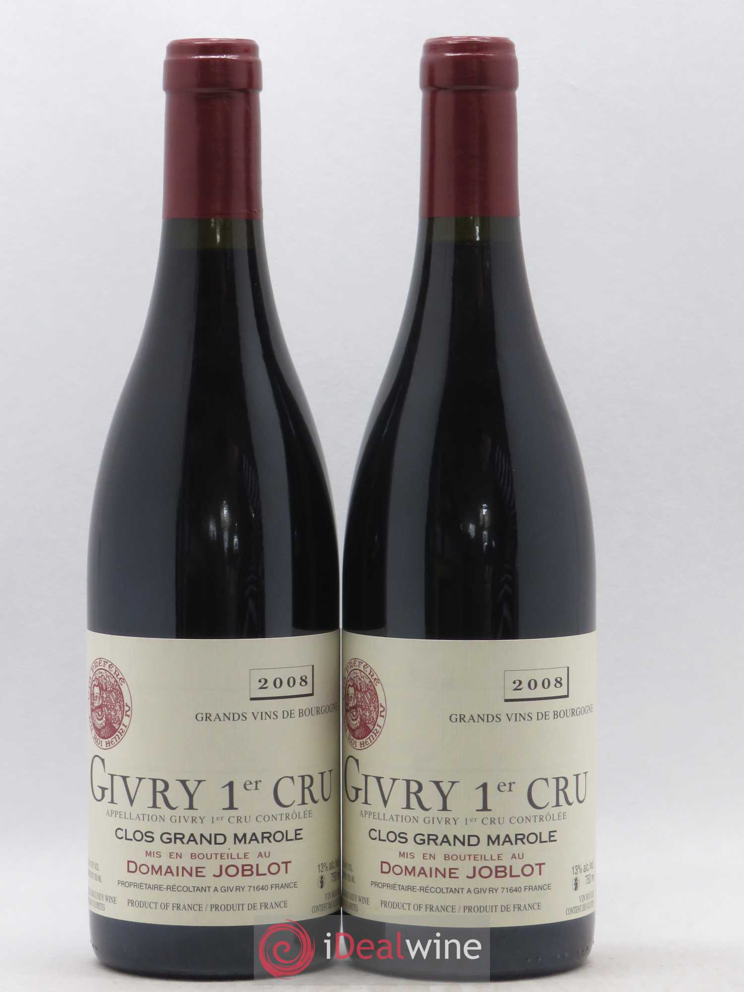 Givry 1er Cru Clos Grand Marole Domaine Joblot 2008 - Posten von 2 Flaschen - 0