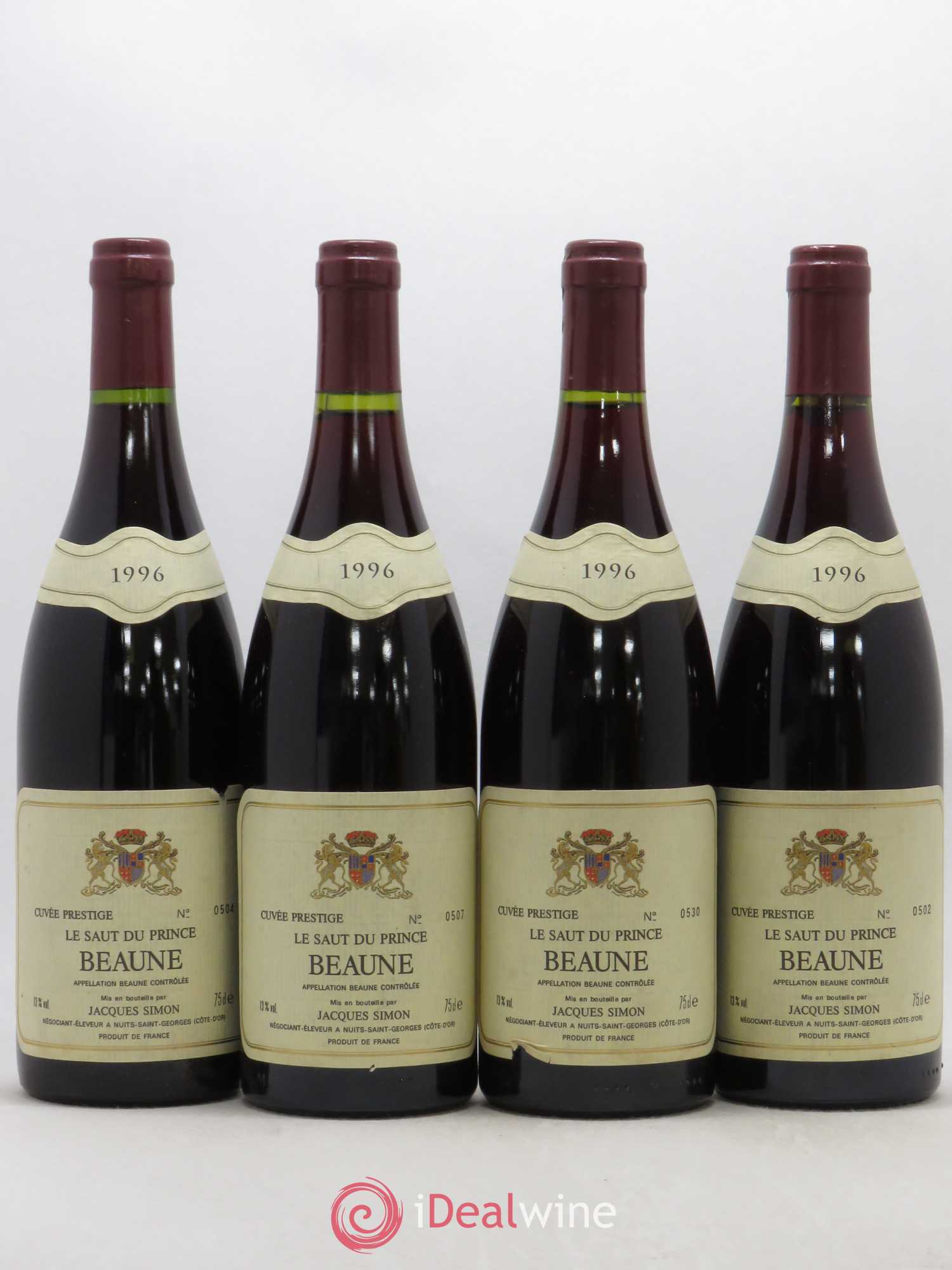 Beaune Le Saut du Prince Jacques Simon 1996 - Lot de 4 bouteilles - 0
