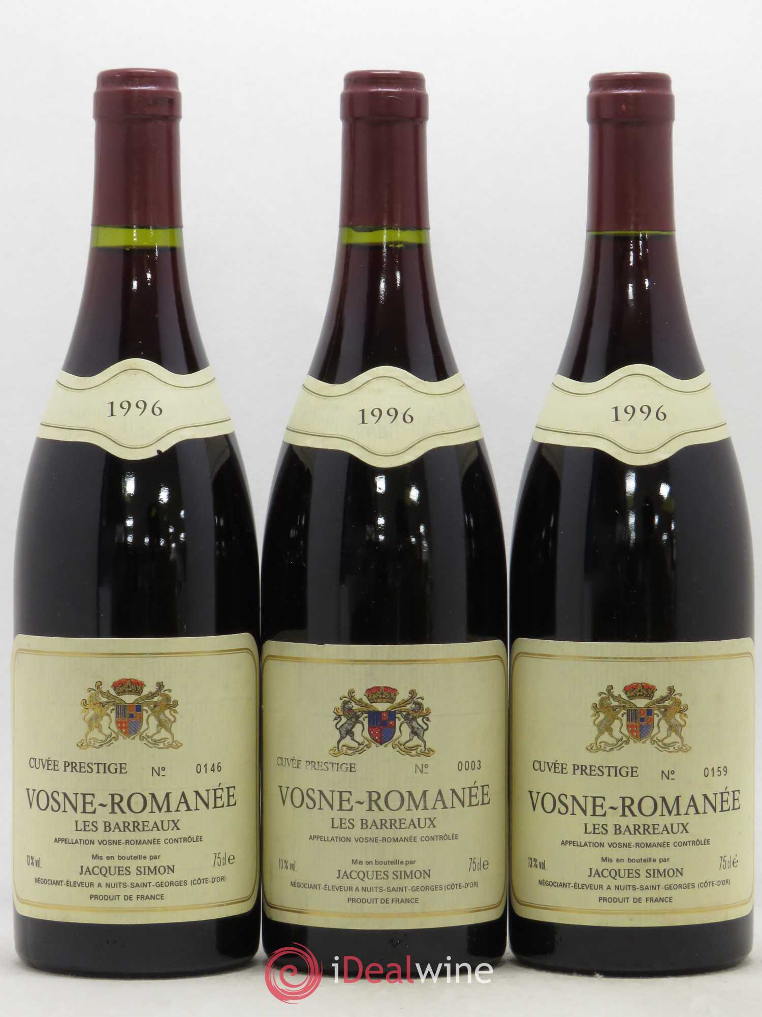 Vosne-Romanée Les Barreaux Jacques Simon 1996 - Posten von 3 Flaschen - 0