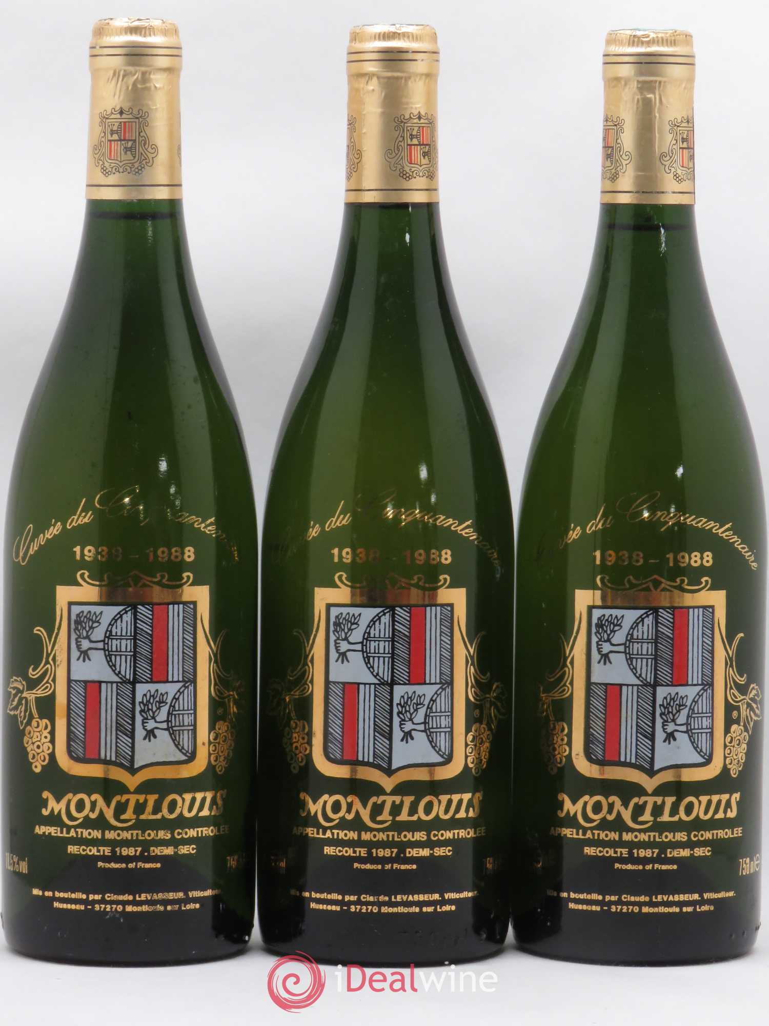 Montlouis-sur-Loire Demi-Sec Cuvée du Cinquantenaire Claude Levasseur 1987 - Lotto di 3 bottiglie - 0